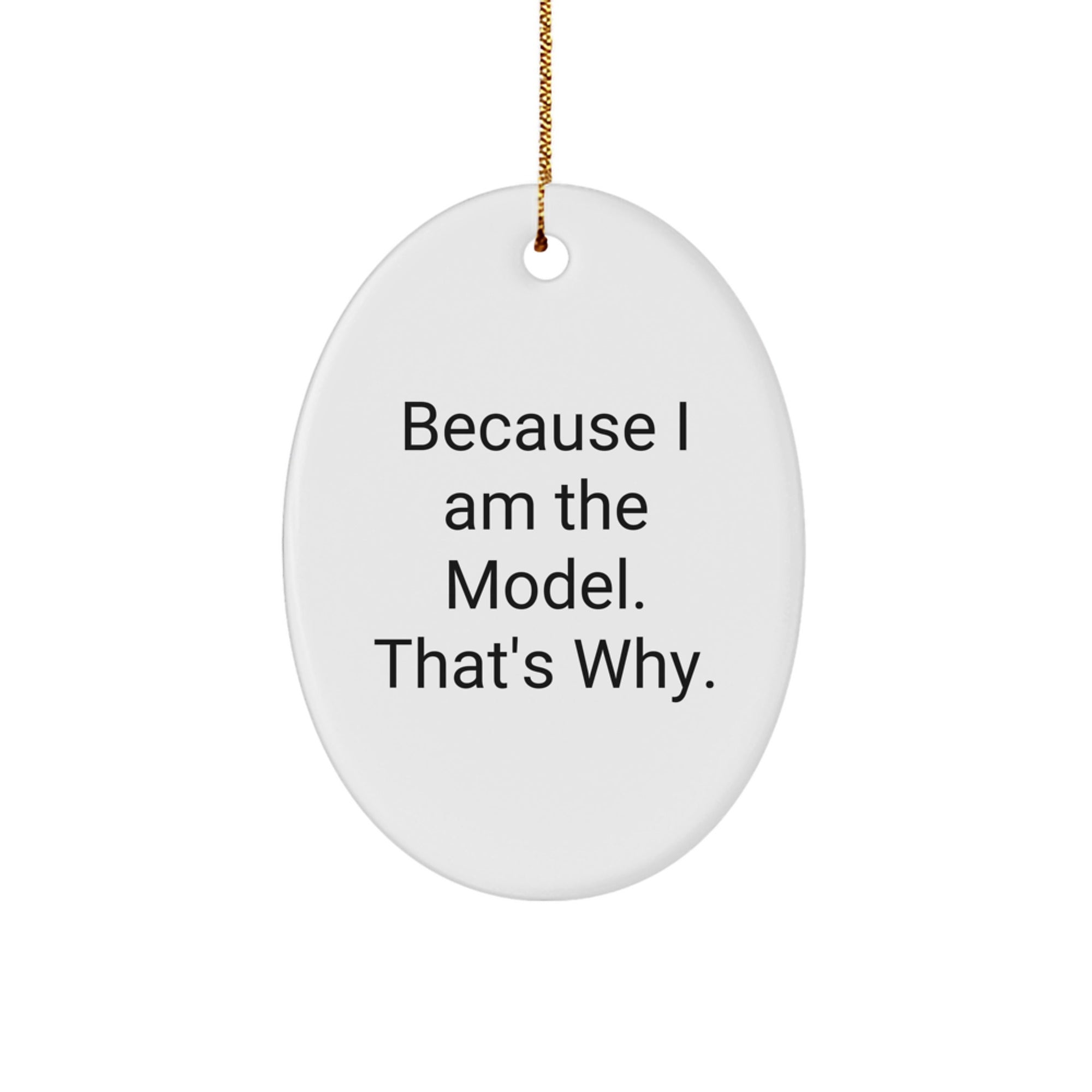 Funny Model Inspirational Gifts from Family for Model Friends Christmas Unique Oval Ornament Because I Am The Model That's Why