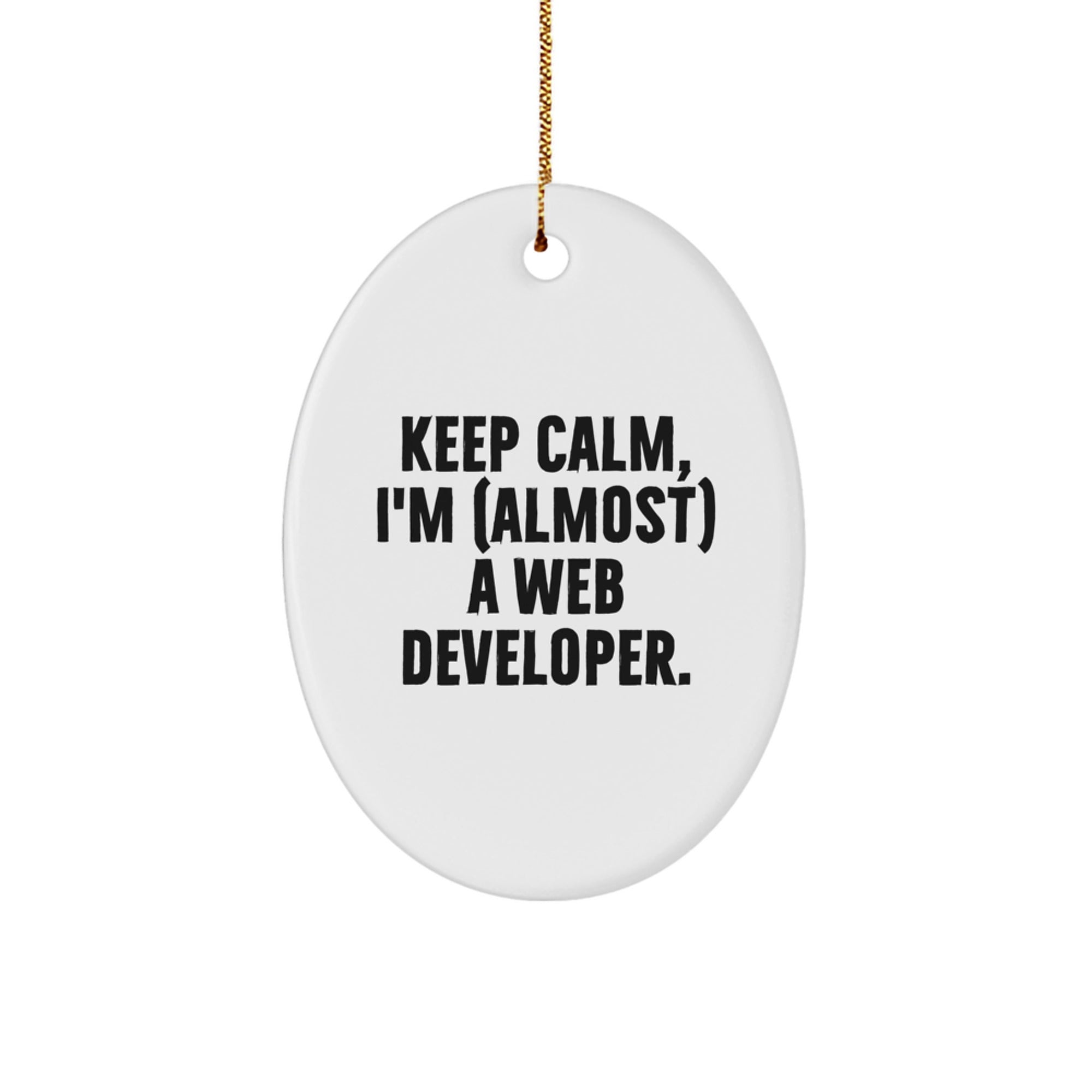Unique Web Developer Oval Ornament, Funny Gift for Friends, Christmas Decorations, Web Development Teammate, 'Keep Calm, I'm (almost) A Web Developer.' Quote