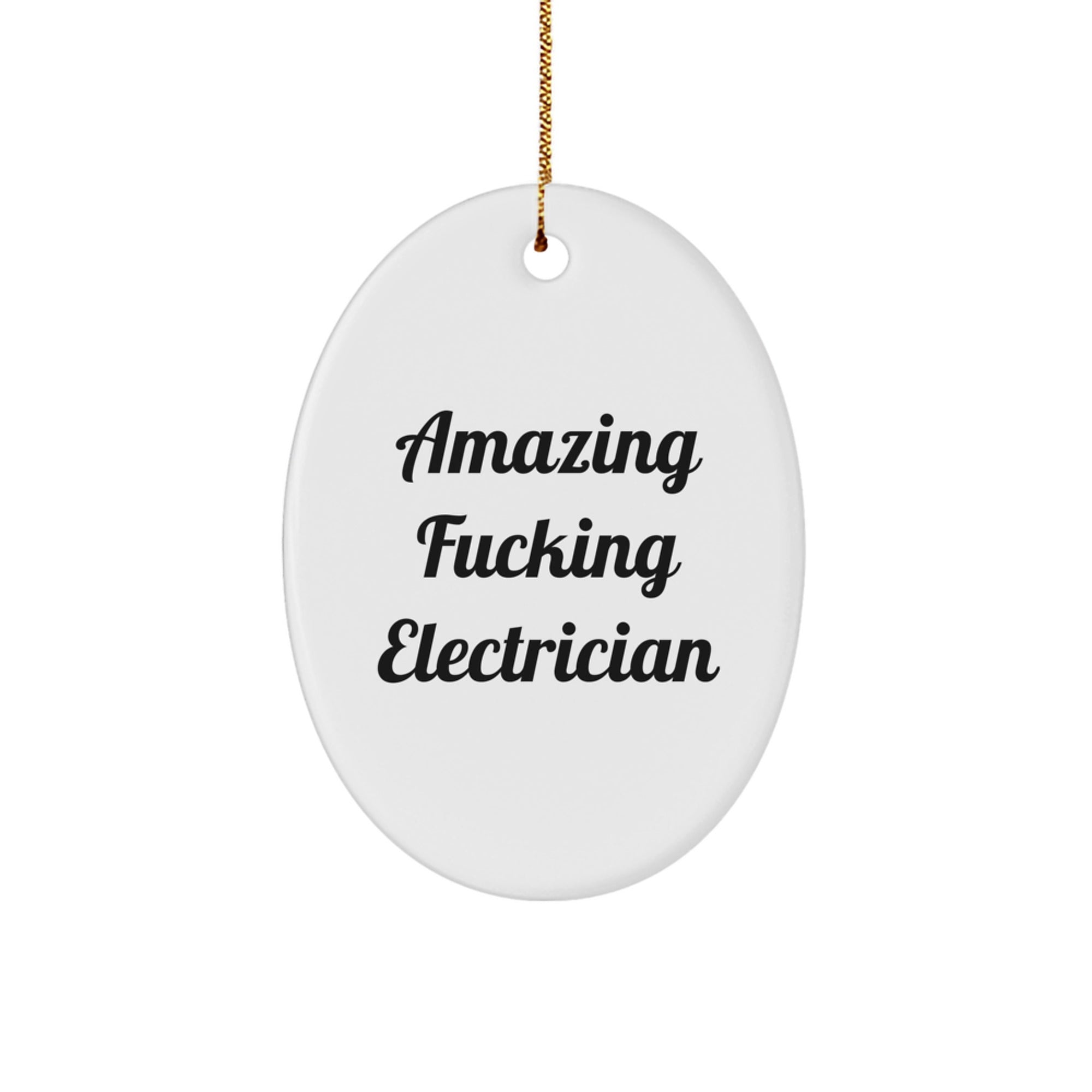 Funny Electrician Gifts from Friends, Oval Ornament for Electrician Men, Amazing F--king Electrician Christmas Unique Decorations