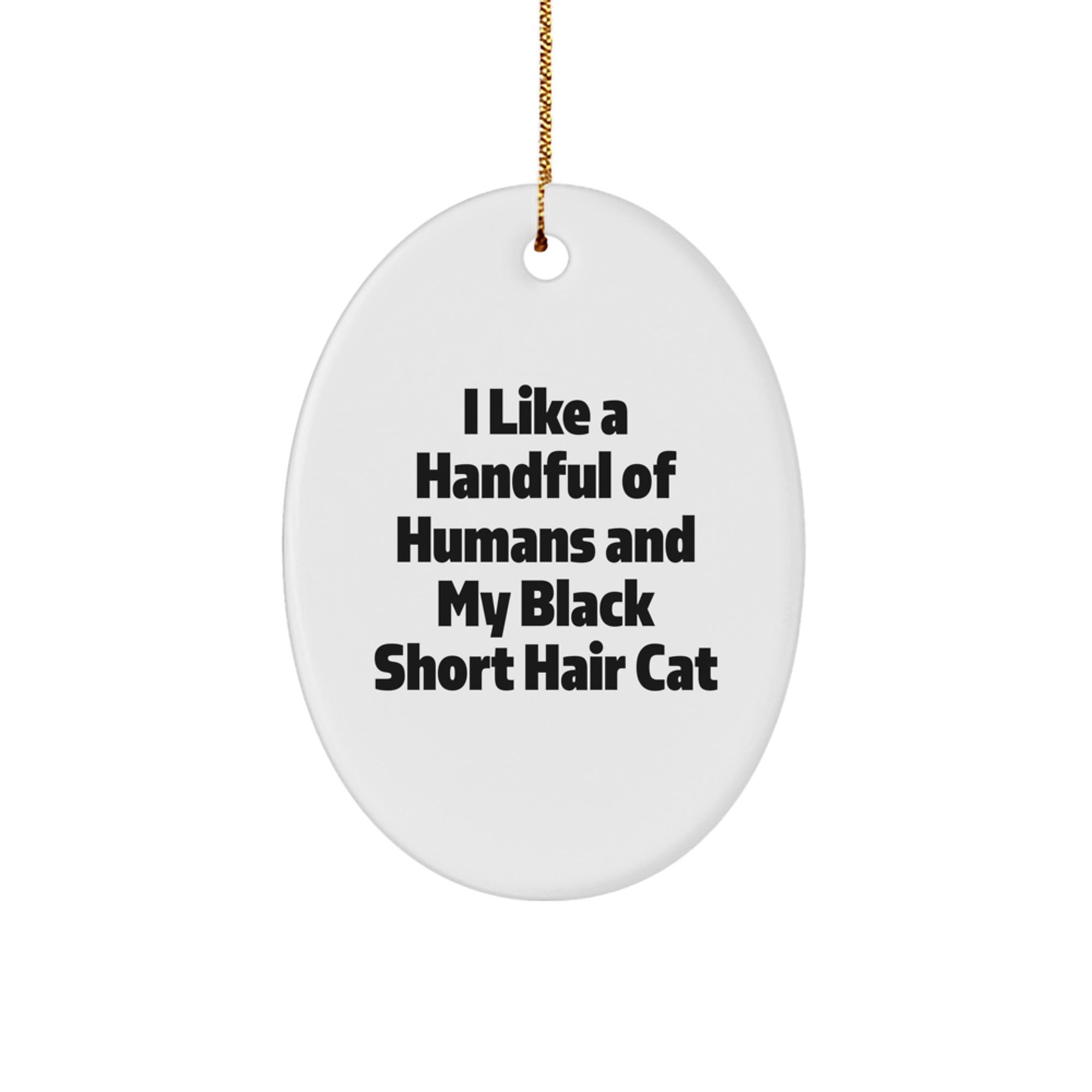 Funny Black Short Hair Cat Gifts from Men to Black Short Hair Cat Lovers - Oval Ornament I Like A Handful Of Humans