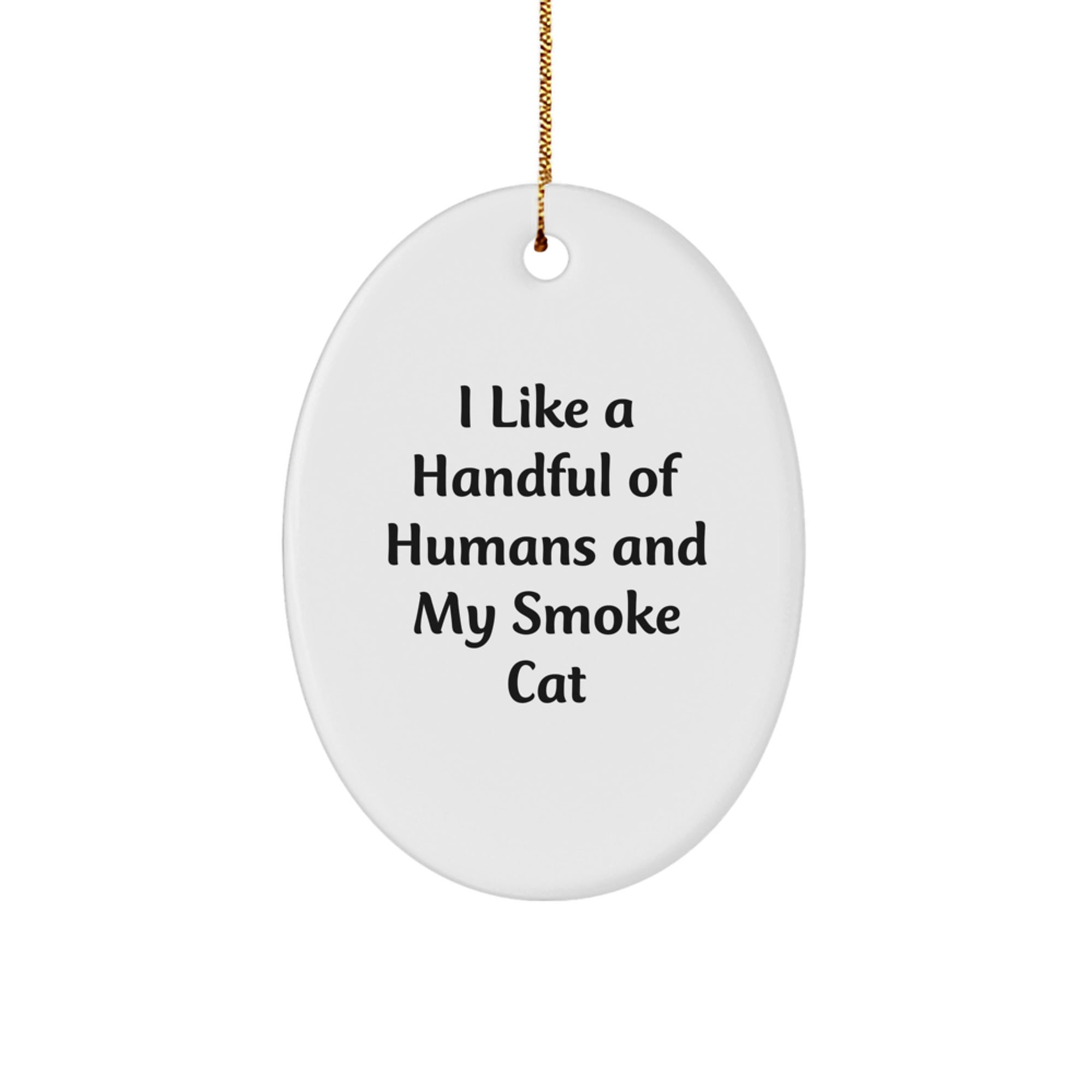 Funny Smoke Cat Oval Ornament, Gifts from Friends for Christmas Unique Gifts, I Like A Handful Of Humans And My Smoke Cat