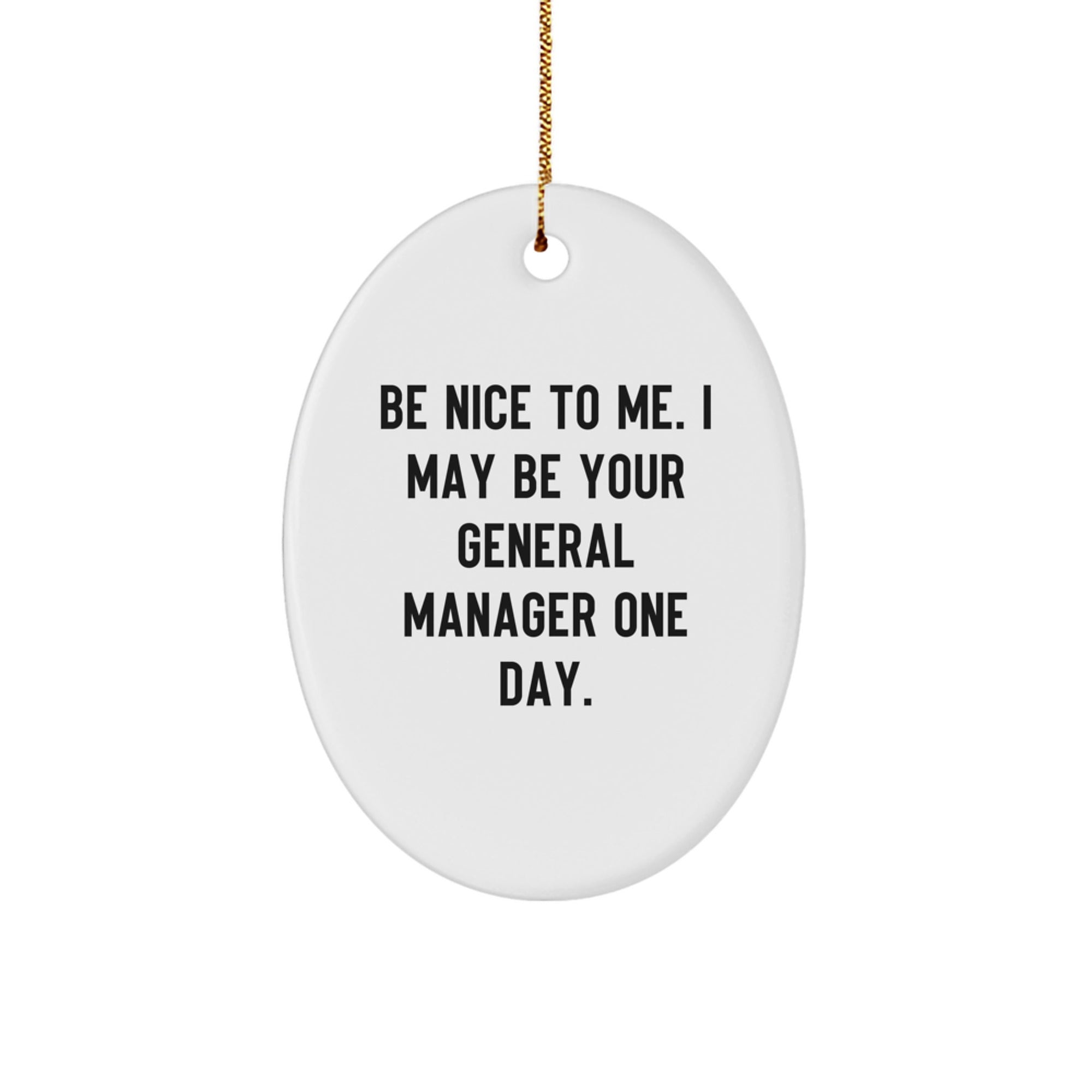 Funny General Manager Gifts - Oval Ornament 'Be Nice To Me' for Christmas - Gifts from Friends to General Manager