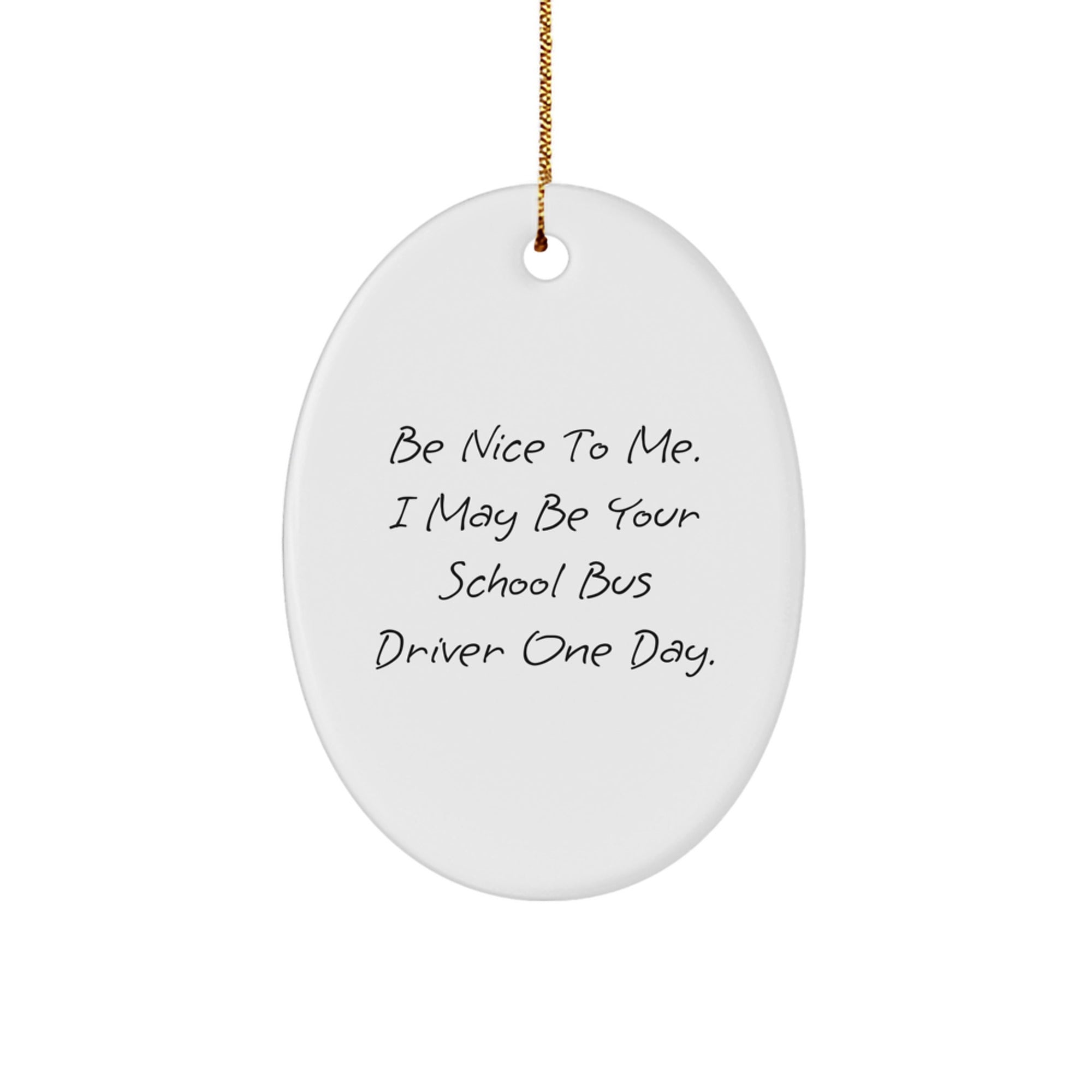 Funny Christmas Unique Gifts for School Bus Drivers - 'Be Nice To Me' Oval Ornament, Gift from Friends and Family