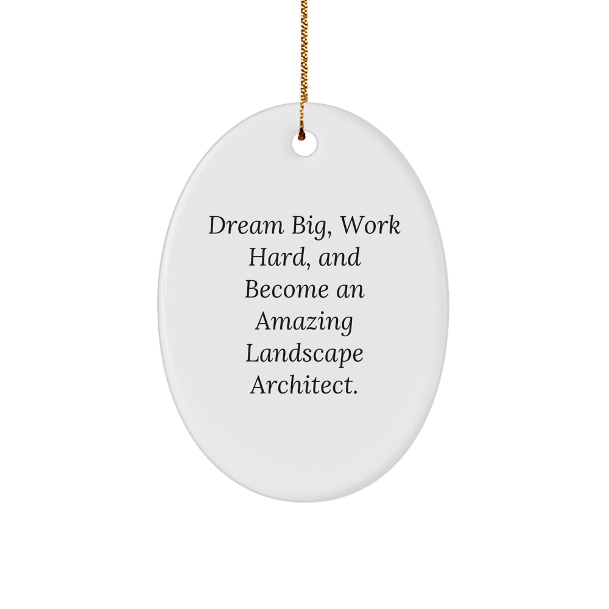 Landscape Architect Gifts from Friends for Christmas Unique Oval Ornament, Dream Big Work Hard Quote