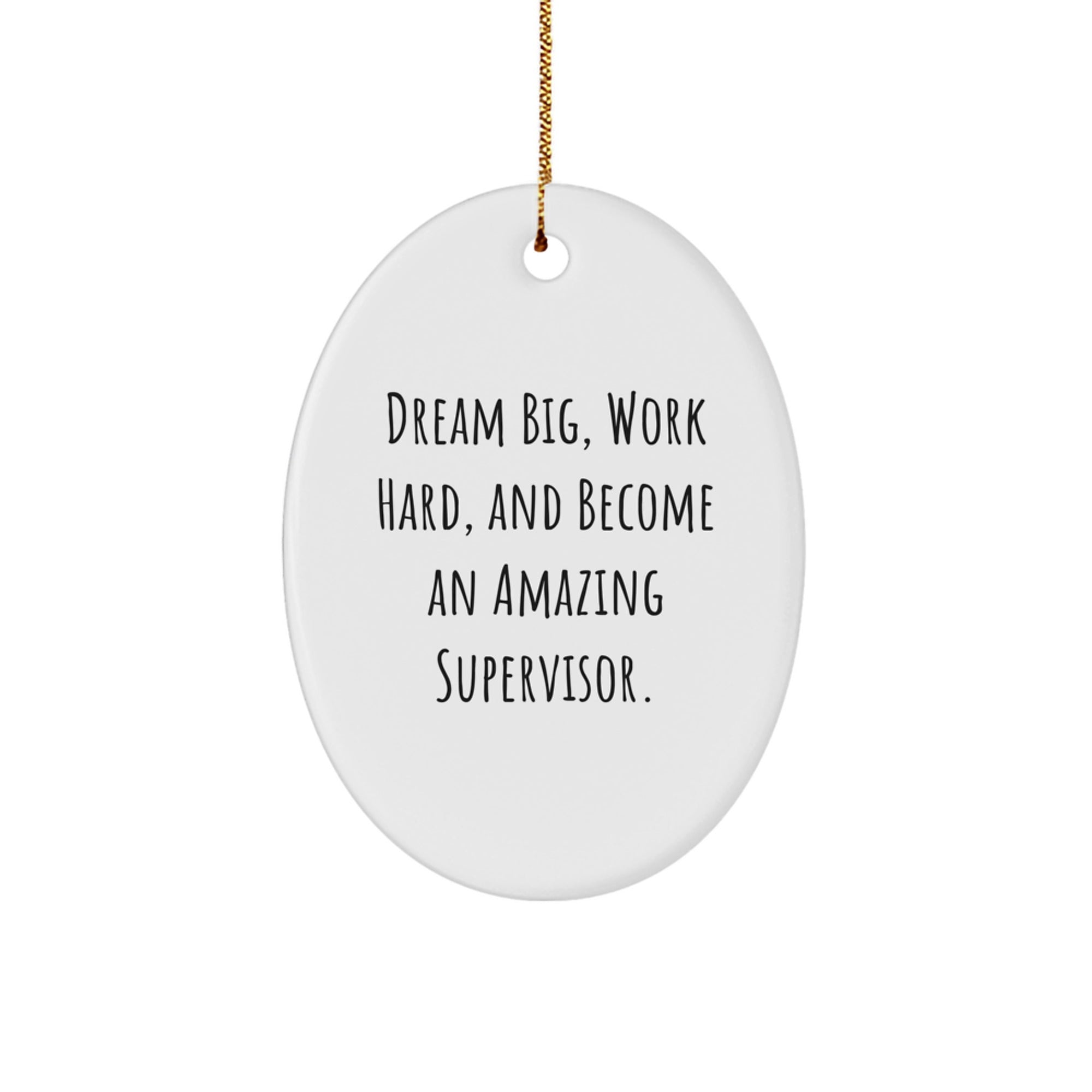 Inspirational Supervisor Oval Ornament Gifts from Friends for Men - White Oval Shaped MDF Board with Sublimation Print - Funny 'Dream Big' Quote - Christmas Unique Gifts