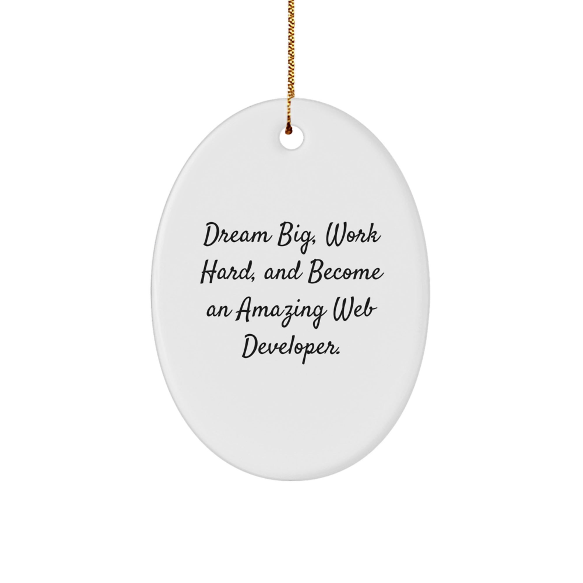 Gifts from Family for Web Developer - Christmas Unique Inspiration Oval Ornament - Dream Big Work Hard Quote - Oval Shaped MDF Ornament for Home Decor