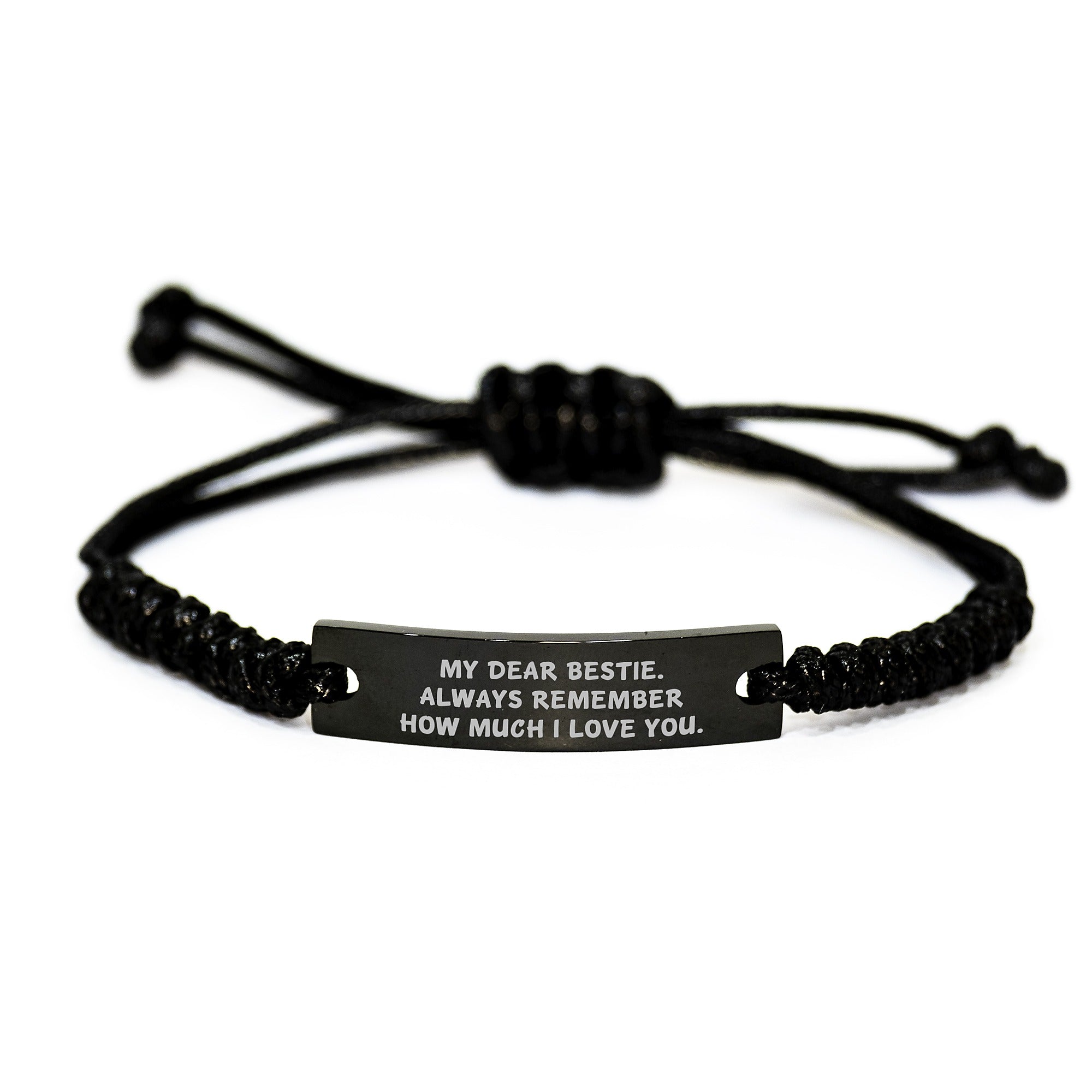 Funny Bestie Rope Bracelet Gifts from Friends to Bestie, Graduation Unique Gifts for Bestie, Bestie Rope Bracelet with Quote 'My Dear Bestie. Always Remember How Much I Love You.'