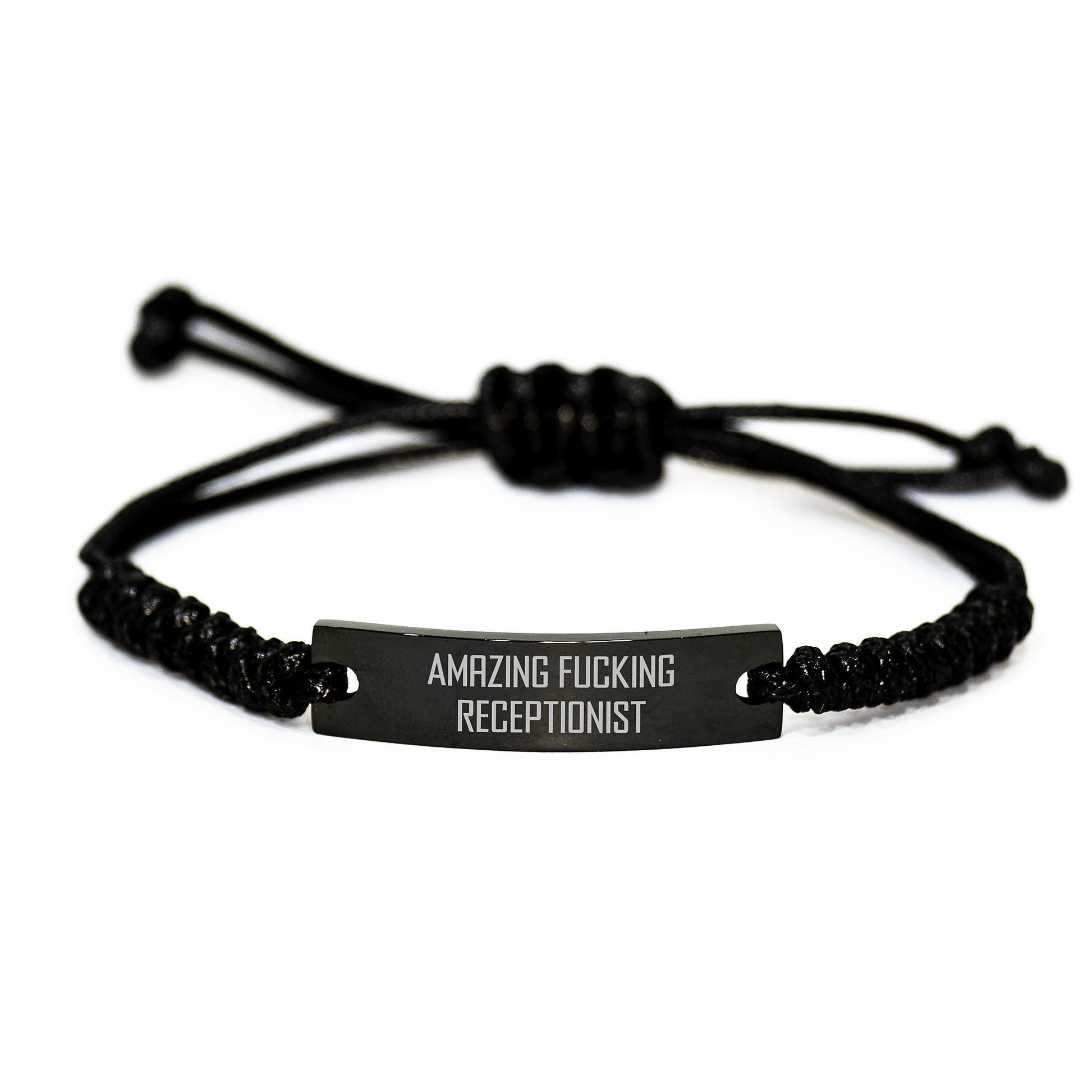 Funny Inspirational Quote Gifts for Receptionist, Adjustable Rope Bracelet Gifts from Friends for Coworkers, Graduation Unique Gifts for Her - Image 1