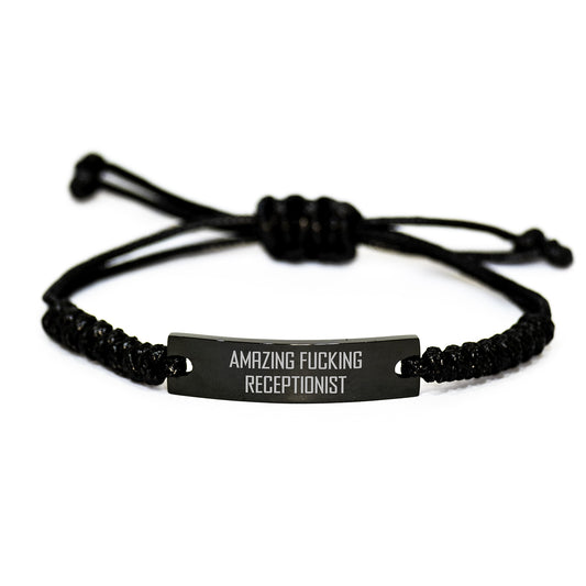 Funny Inspirational Quote Gifts for Receptionist, Adjustable Rope Bracelet Gifts from Friends for Coworkers, Graduation Unique Gifts for Her - Image 1