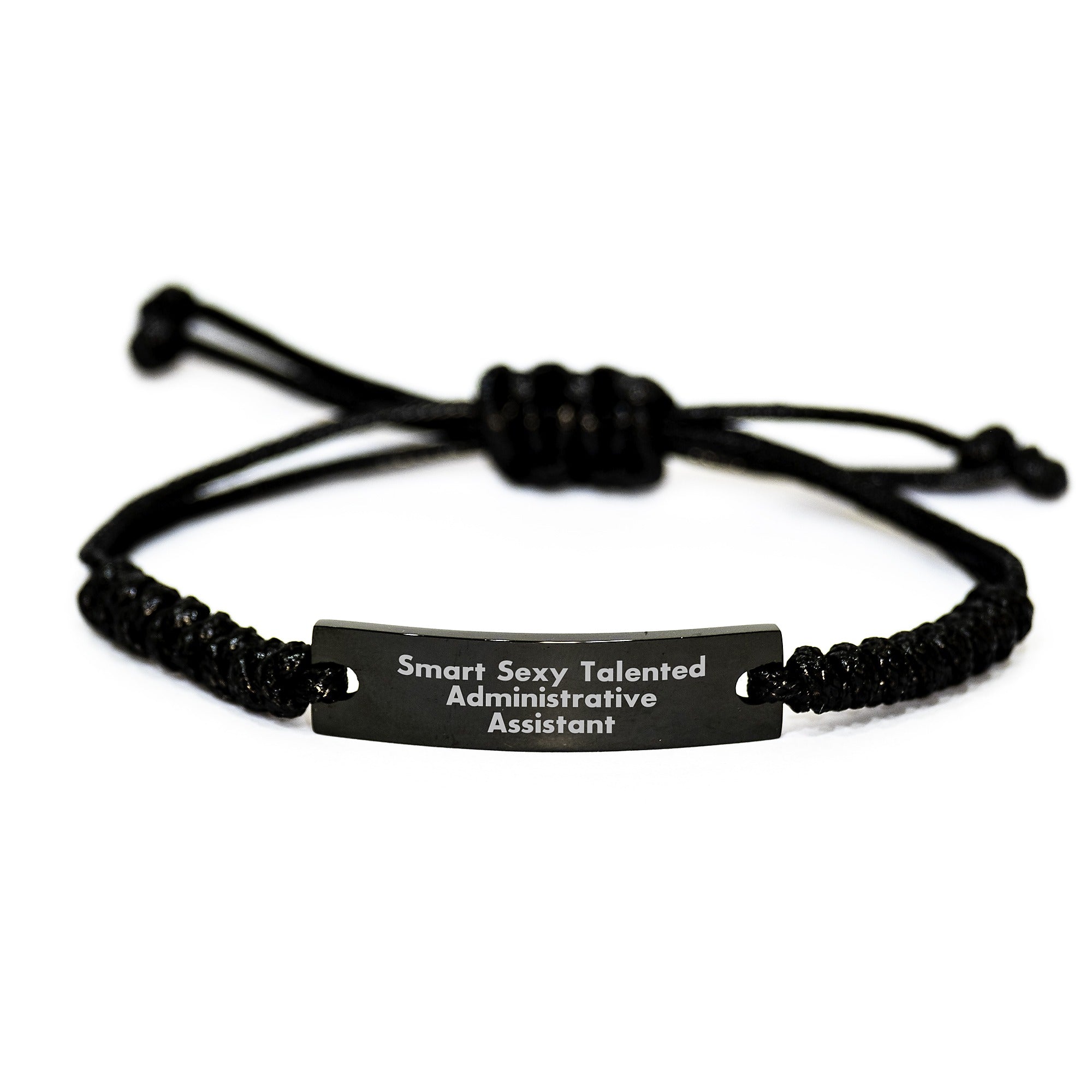Sexy Administrative Assistant Rope Birthday Unique Gift from Friends, 'Smart Sexy Talented' Engraved, Adjustable Black Stainless Steel - Image 1
