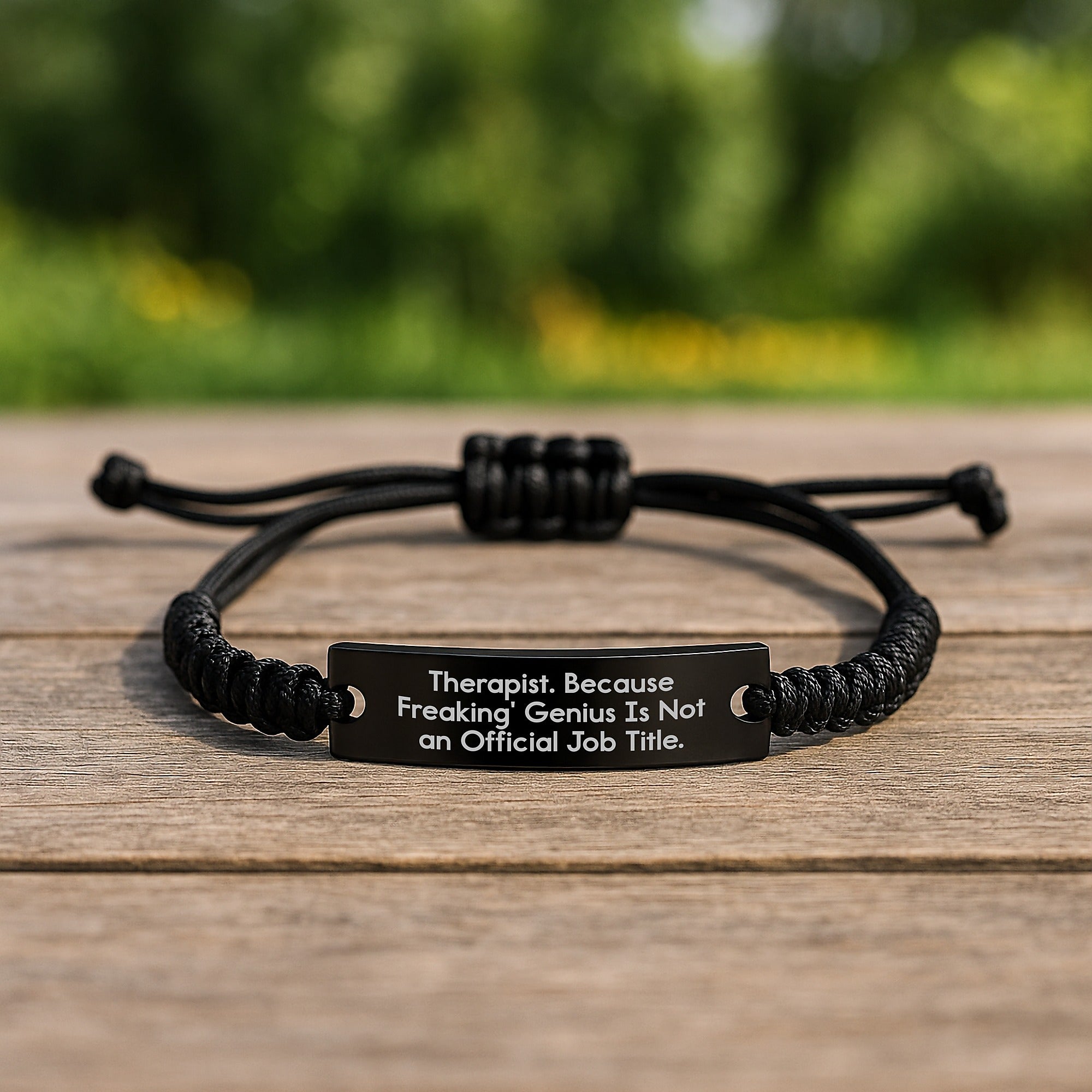 Funny Therapist Gifts from Men for Therapist Graduation Unique Gifts Rope Bracelet - 'Therapist genius Is Not An Official Job Title' - Image 2