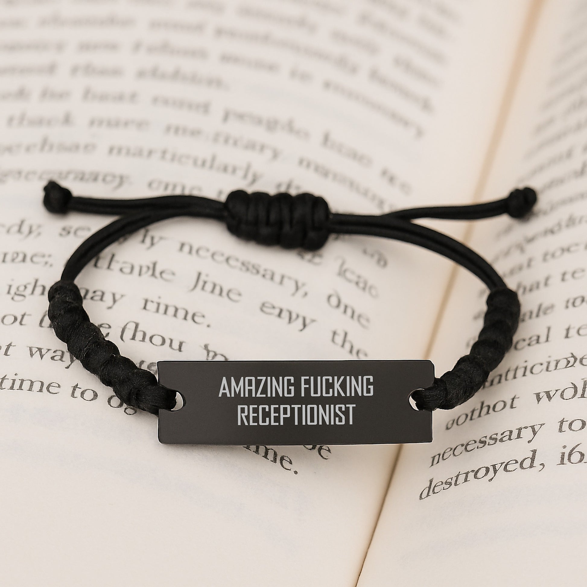 Funny Inspirational Quote Gifts for Receptionist, Adjustable Rope Bracelet Gifts from Friends for Coworkers, Graduation Unique Gifts for Her - Image 3