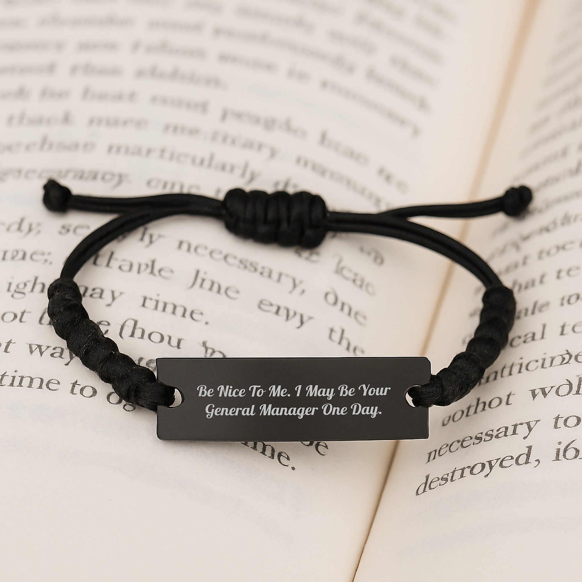 Funny General Manager Gifts, Be Nice To Me. I May Be Your GM One Day., Adjustable Rope Bracelet for Men, Unique Graduation Presents from Friends or Family - Image 3