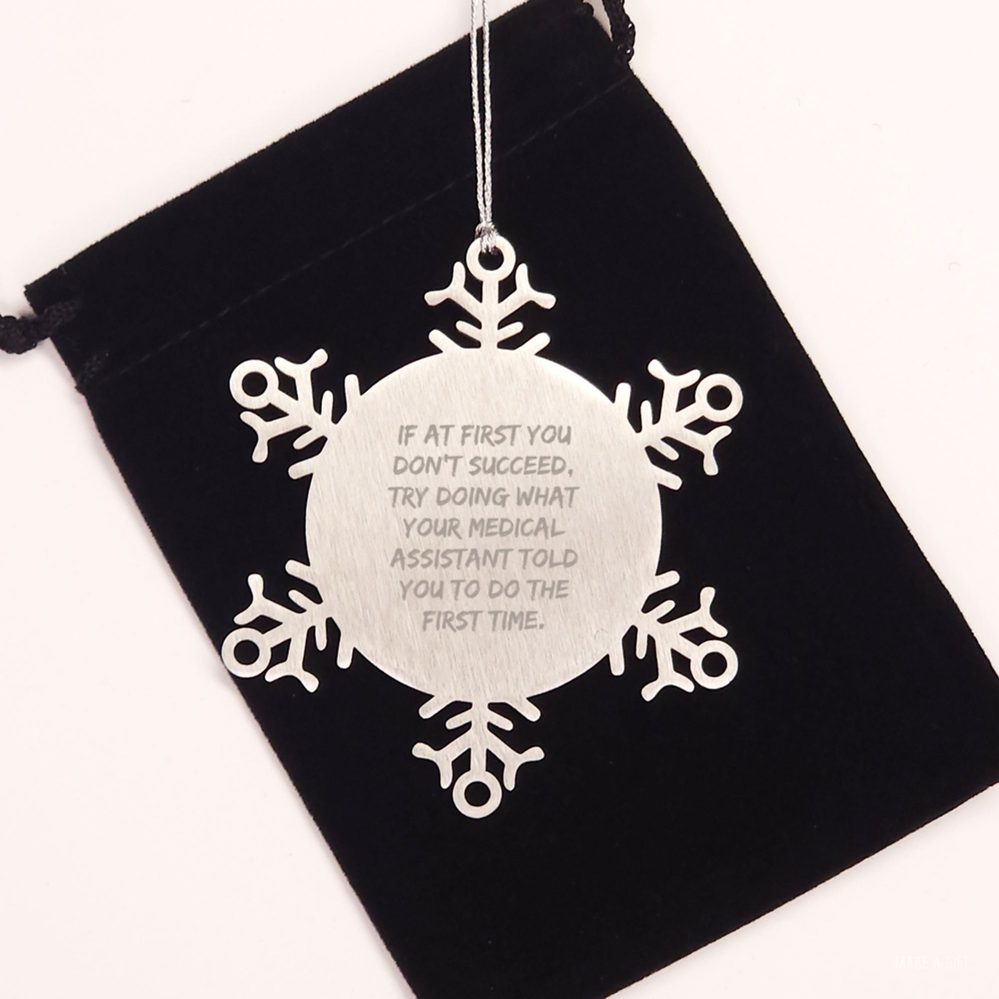 Funny Medical Assistant Gifts from Friends for Medical Assistant Christmas Unique Snowflake Ornament - Image 2