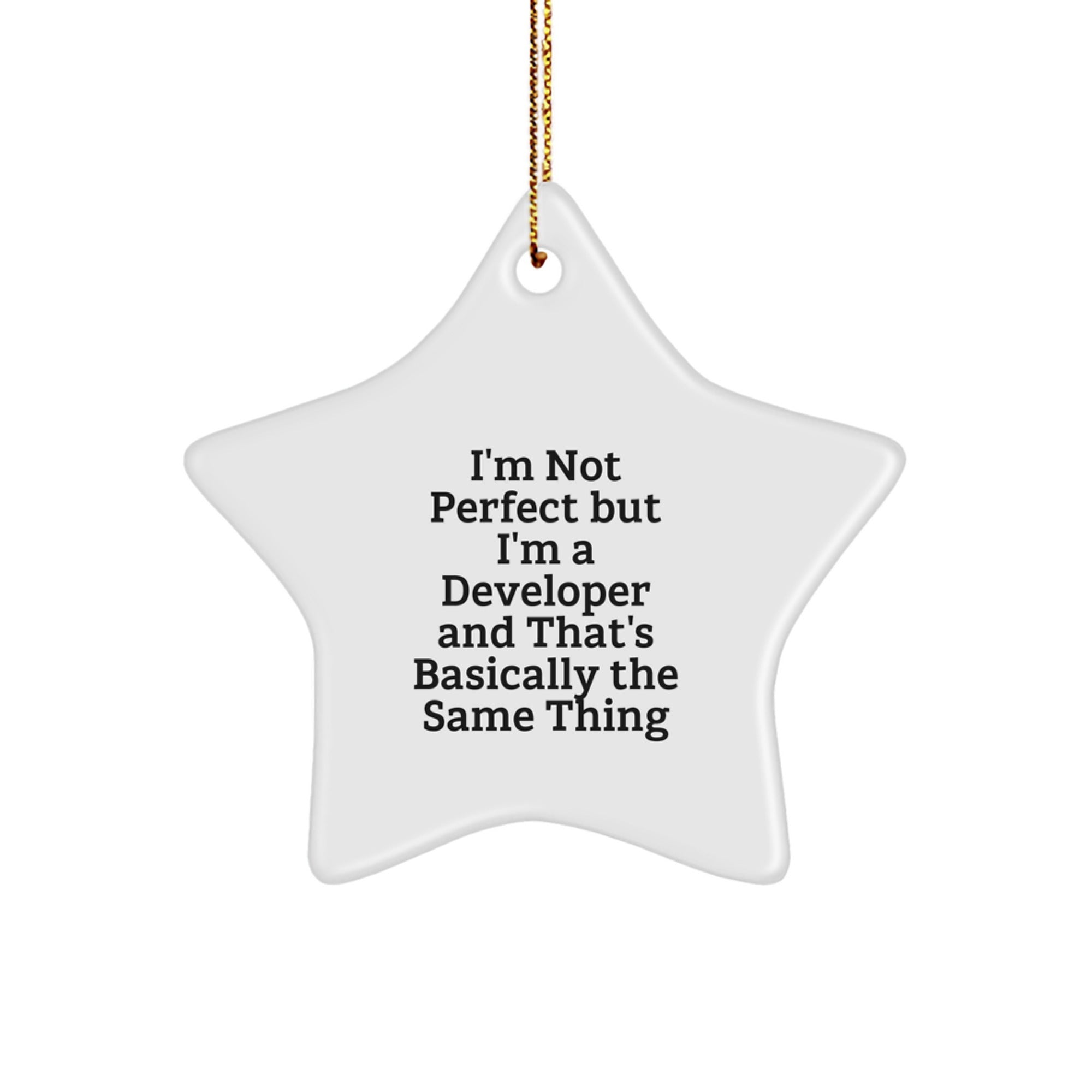 Funny Developer Gifts, Star Ornament for Developer Friends, Gifts from Friends - 'I'm Not Perfect' Christmas Decorations for Office