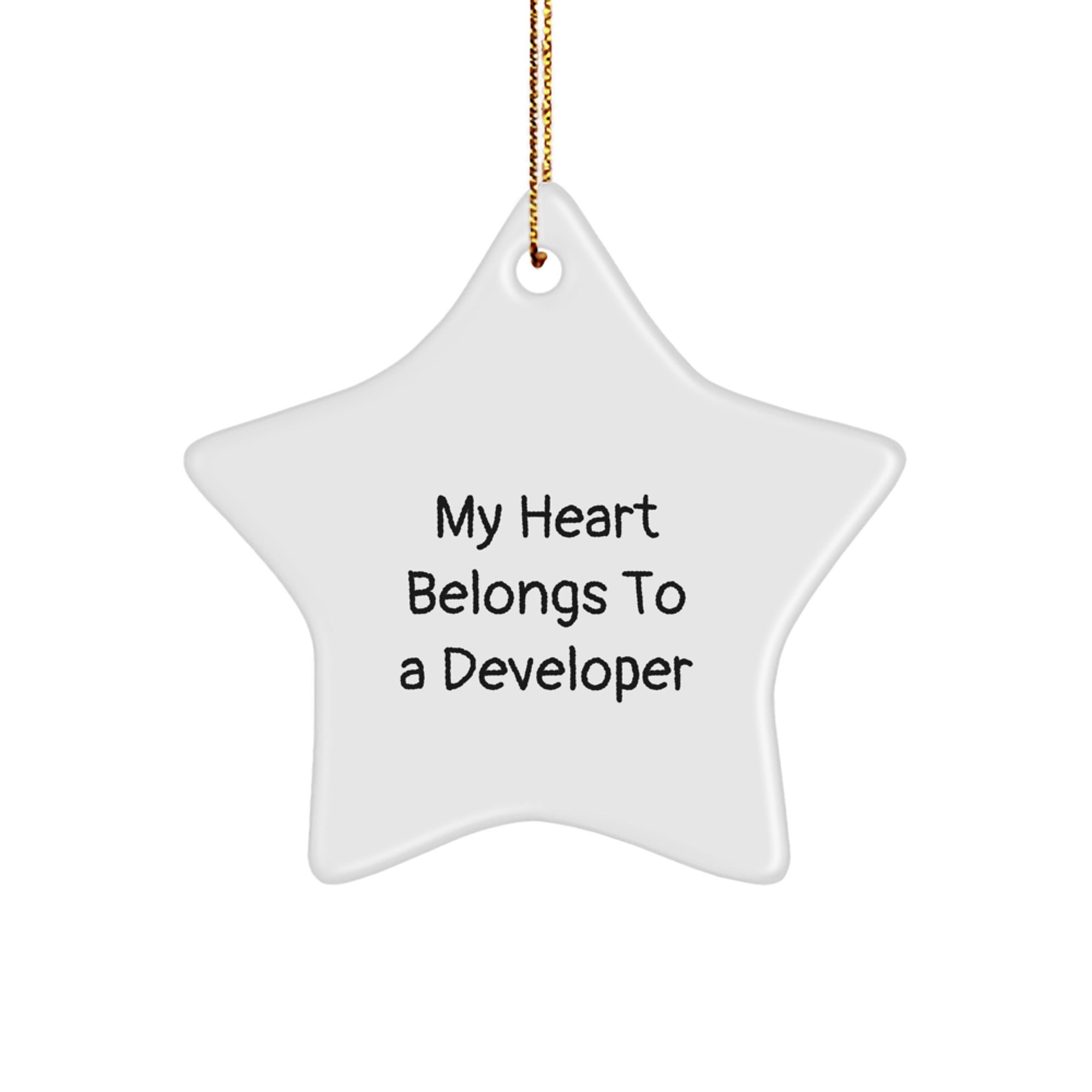 Funny Developer Gifts for Him or Her - 'My Heart Belongs To A Developer' Star Ornament, Christmas Unique Gifts from Friends, Coworkers, or Family