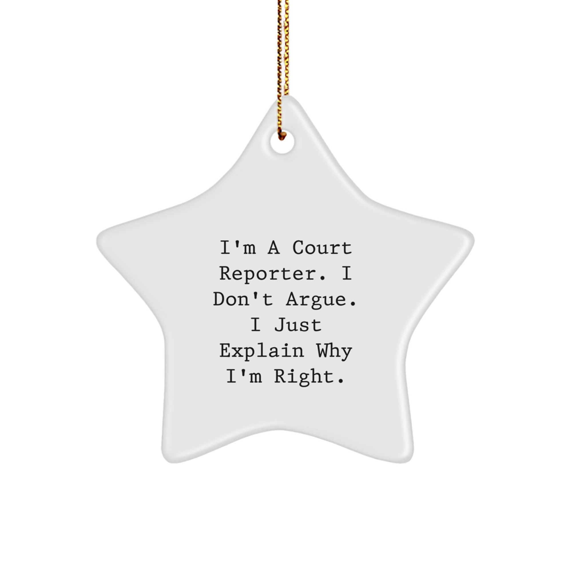 Funny Court Reporter Gifts from Friends - I'm a Court Reporter Star Ornament for Court Reporter Love Christmas Unique Gifts