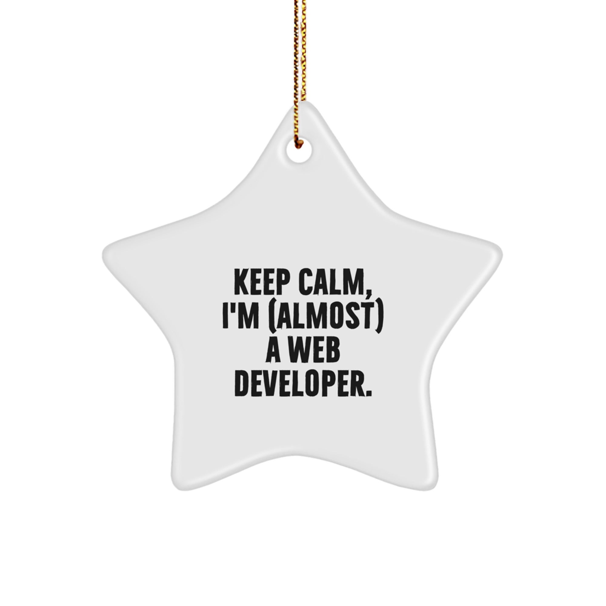 Funny Web Developer Star Ornament Gifts from Friends and Family for Christmas Unique Presents - 'I'm (almost) A Web Developer.'
