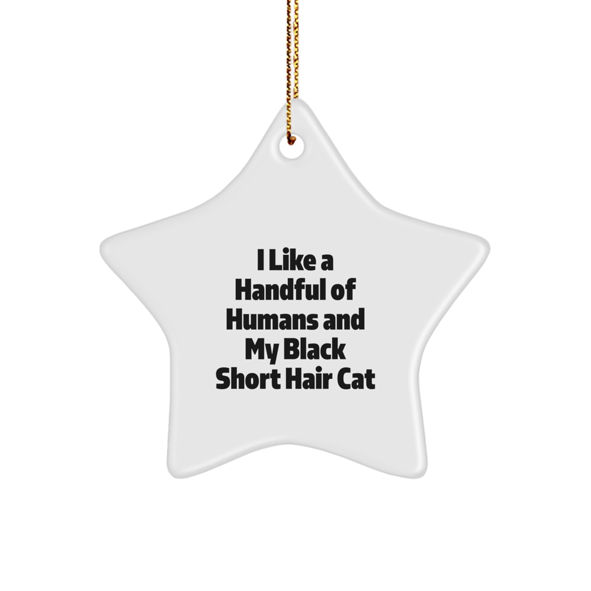 Funny Black Short Hair Cat Gifts, Star Ornament with I Like A Handful Of Humans And My Black Short Hair Cat Quote for Christmas, Gifts from Friends to Family