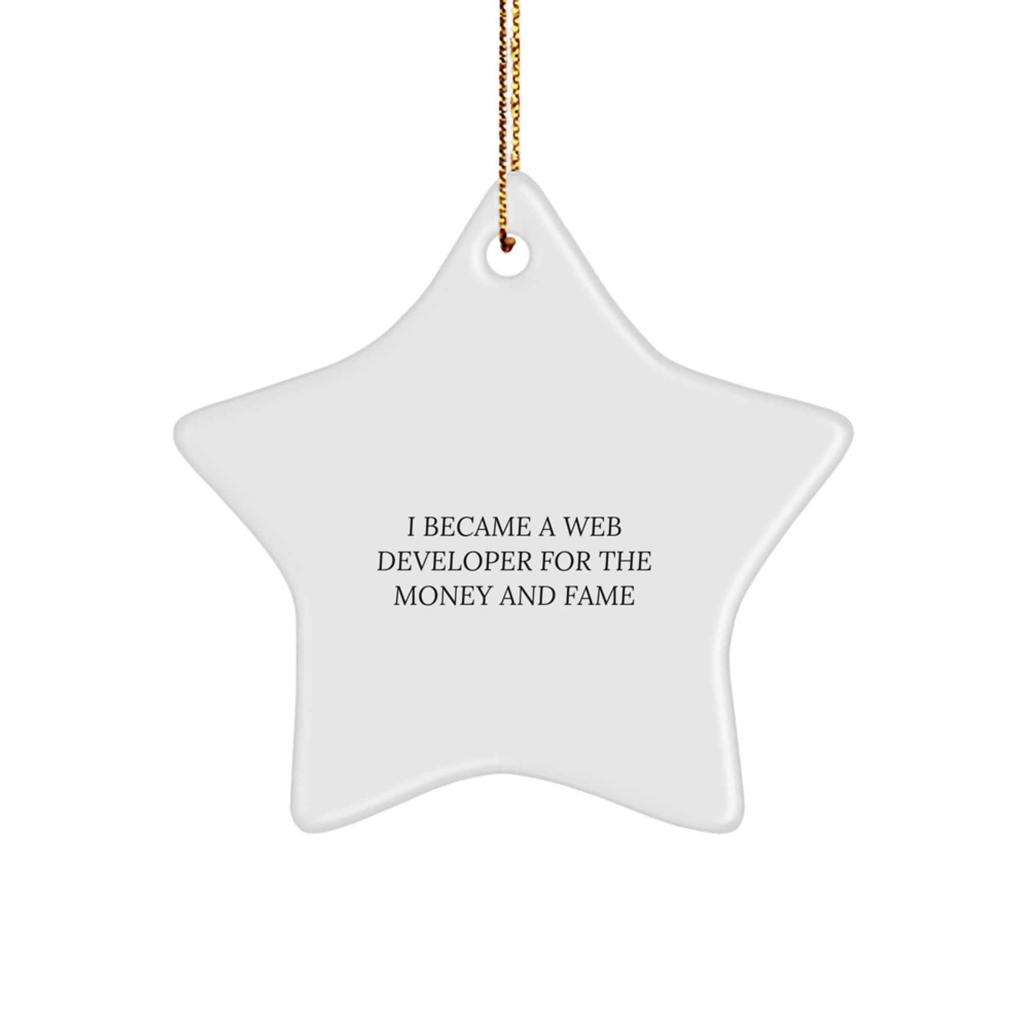Funny Web Developer Gifts for Men, Star Ornament Christmas Unique Gifts from Friends and Family for Web Developers who became one for Money and Fame