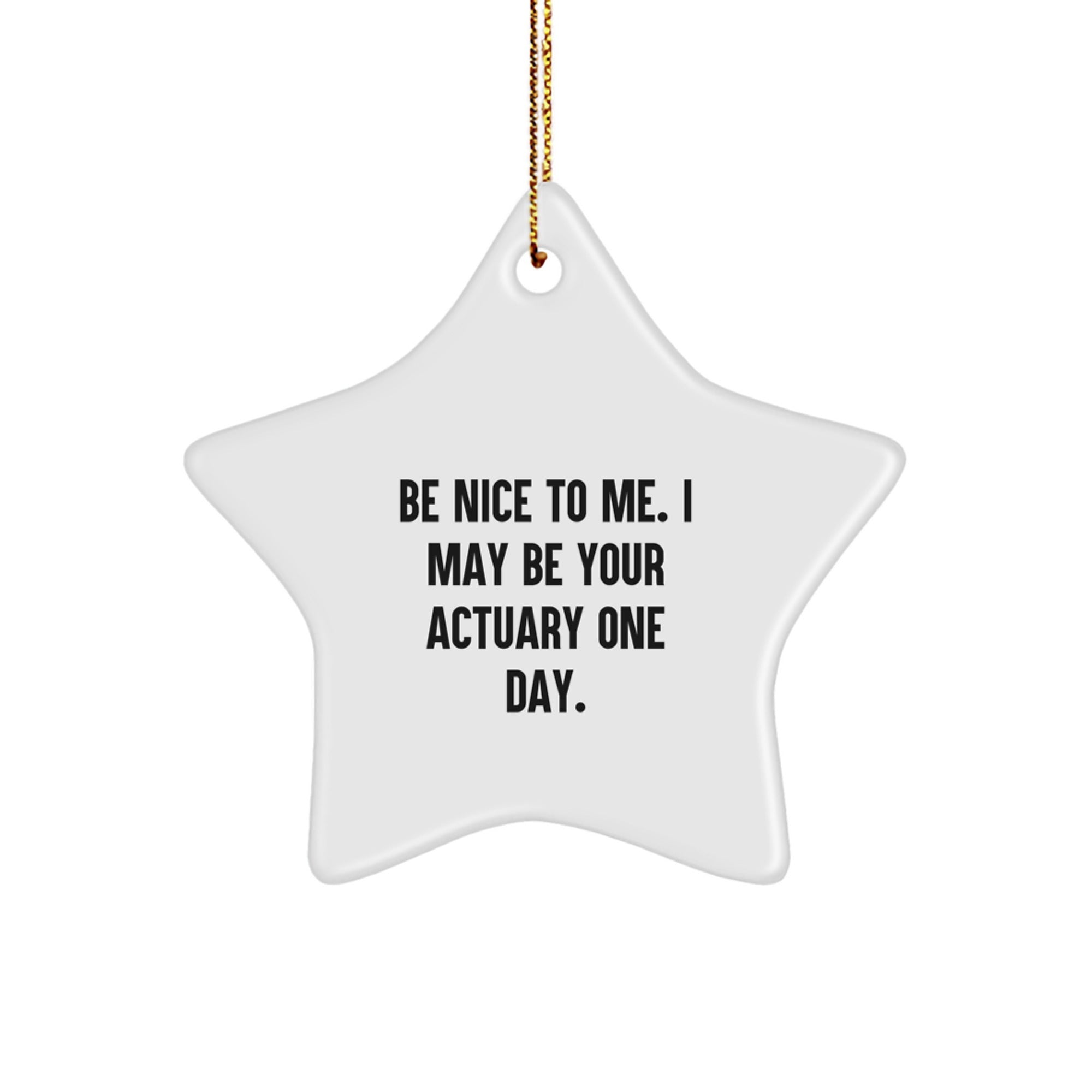 Funny Actuary Gifts from Friends, Be Nice to Me Star Ornament for Actuary Men, Christmas Unique