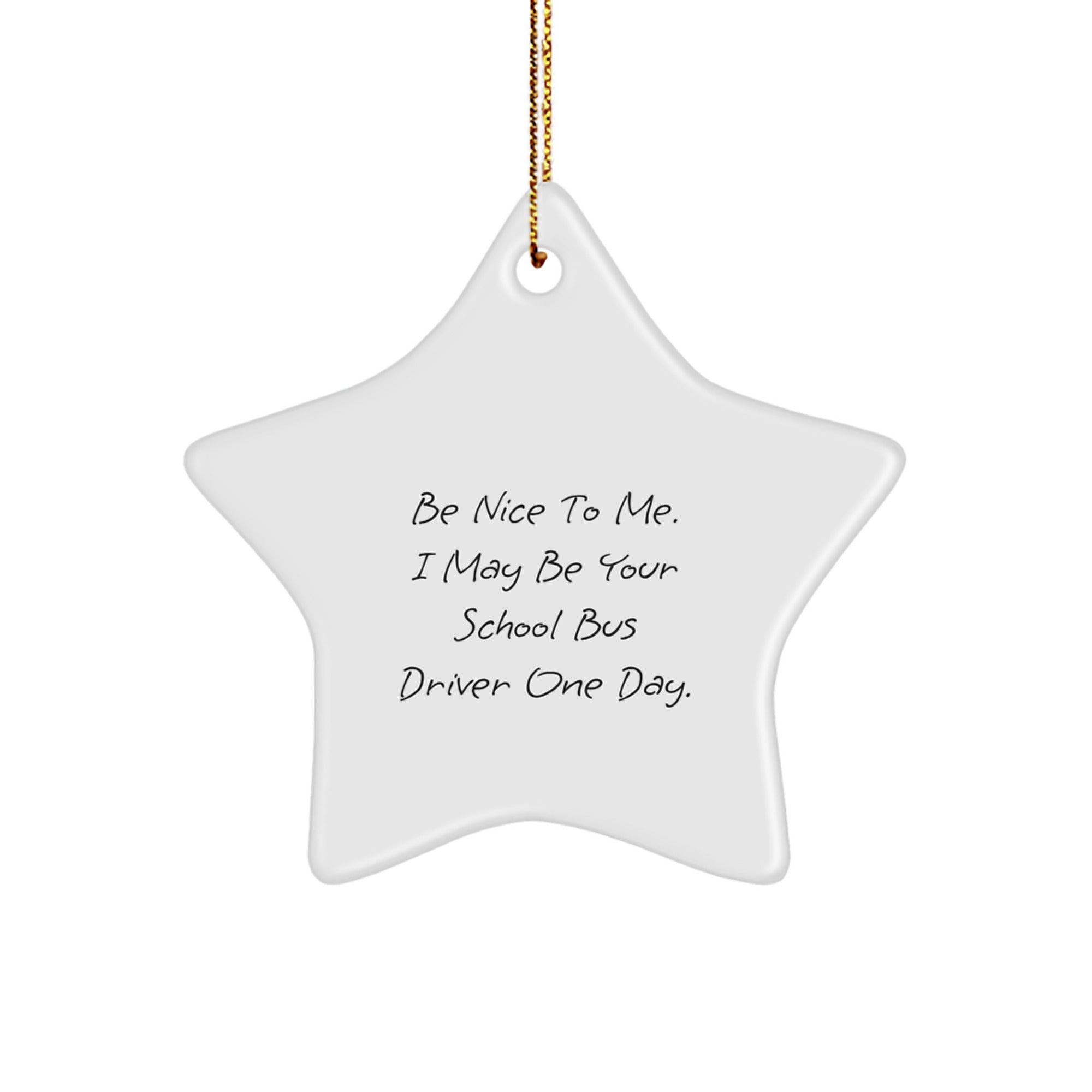 Funny School Bus Driver Gifts for Christmas - Be Nice to Me Star Ornament from Friends and Family