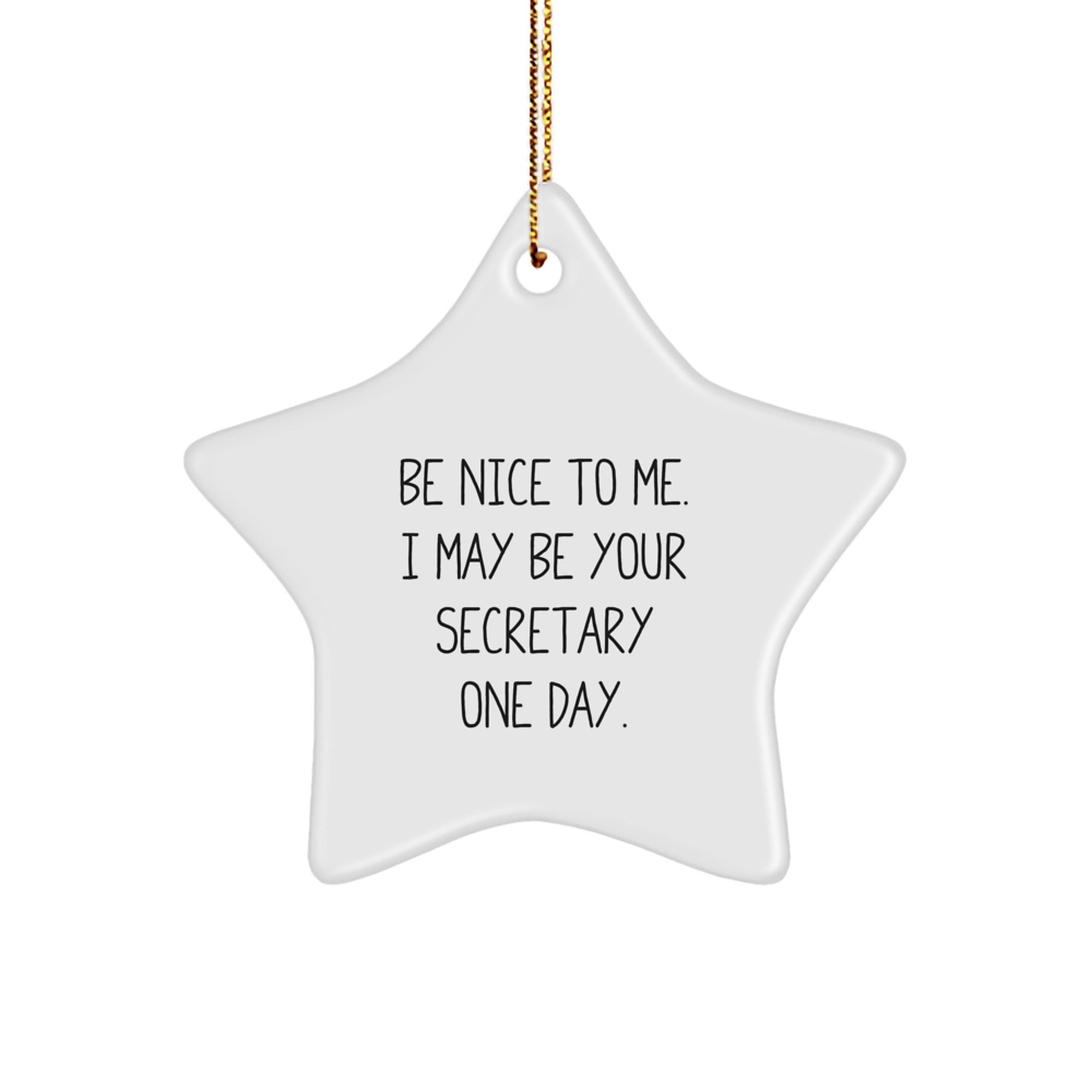Funny Secretary Gifts from Men to Women - Be Nice To Me, Secretary Star Ornament, Unique Christmas Unique Gifts for Coworkers