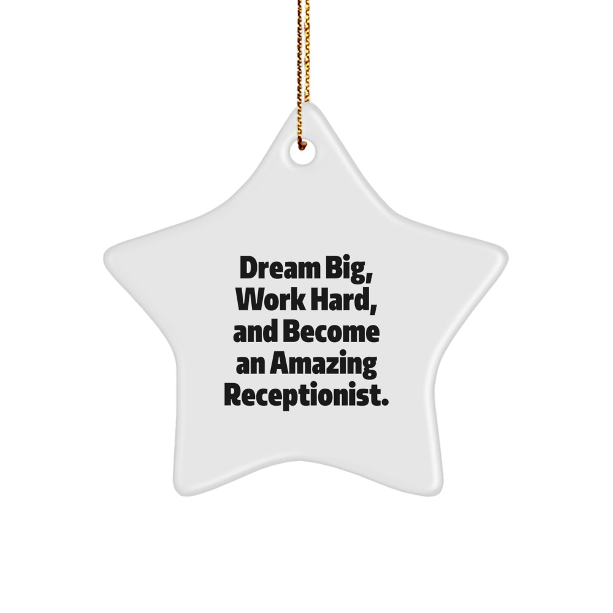 Funny Inspirational Gift for Receptionist Christmas Star Ornament, Gifts from Friends to Family - 'Dream Big, Work Hard, And Become An Amazing Receptionist.'