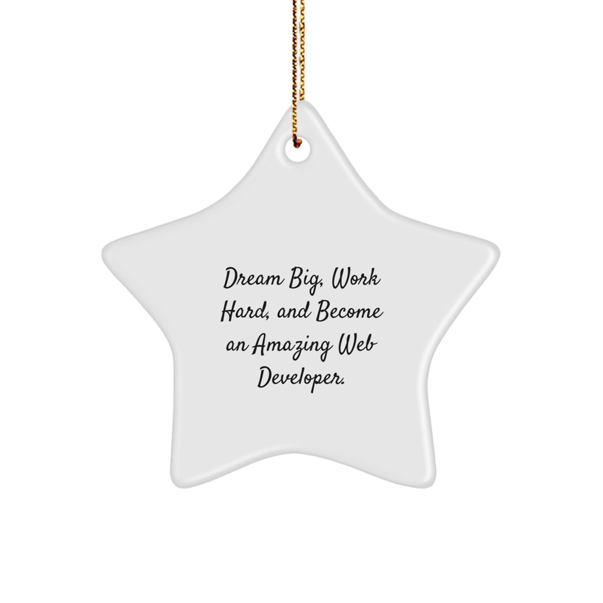 Christmas Unique Gifts from Friends and Family for Web Developer - Star Ornament with Inspirational Quote 'Dream Big, Work Hard, And Become An Amazing'