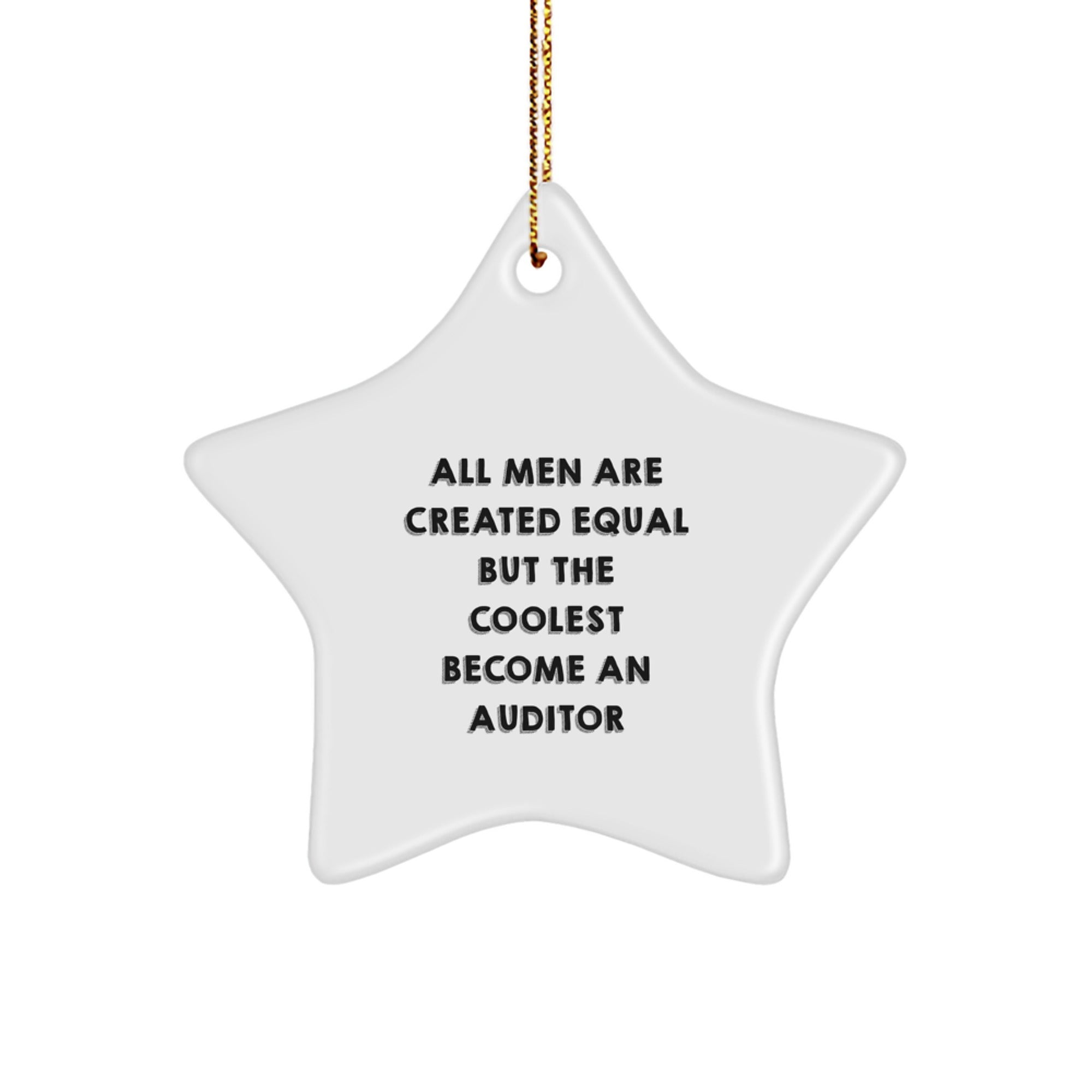 Funny Gifts from Friends to Auditors - Star Ornament for Men Christmas Unique Gifts - All Men Are Created Equal But The Coolest Become An Auditor