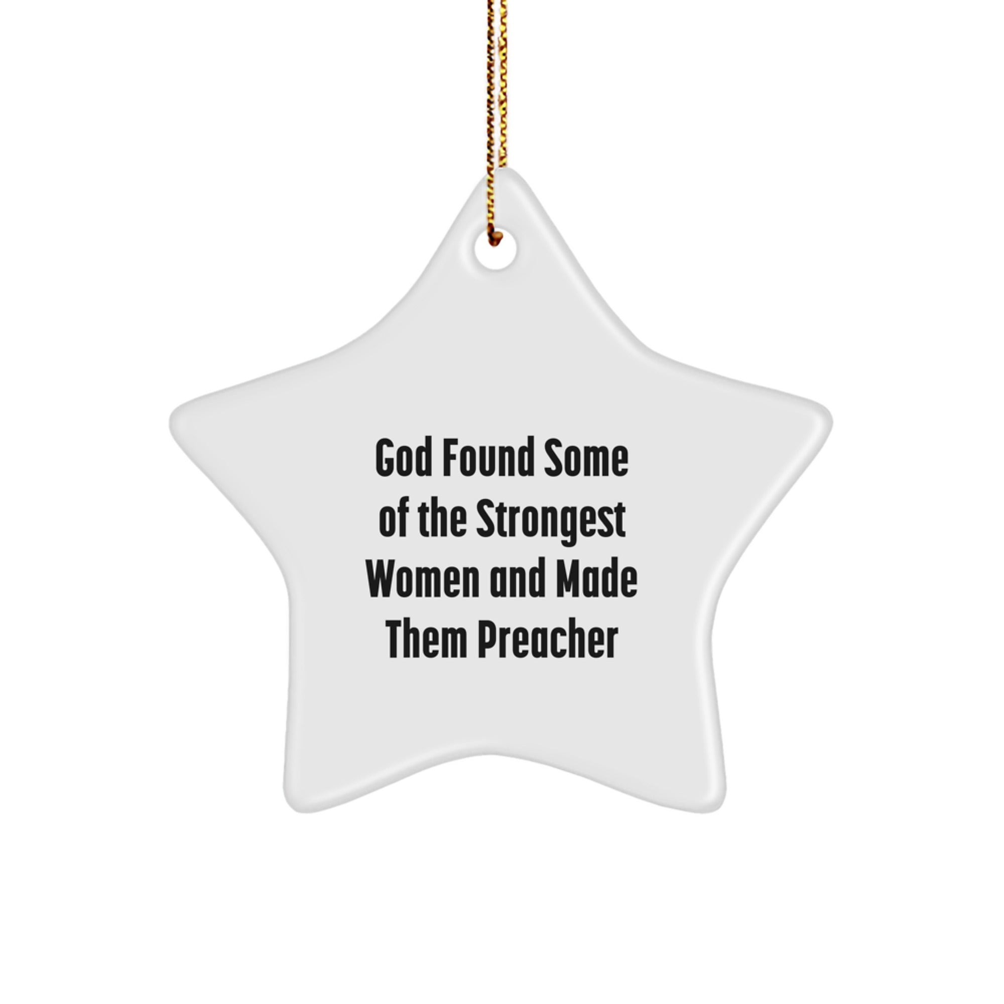 Funny Preacher Gifts for Christmas, Star Ornament with Gold Cord, Unique Presents from Friends and Family