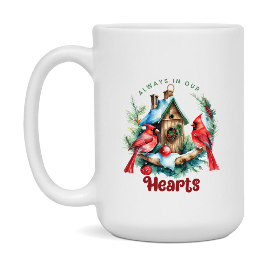 Red Cardinal Mug – Northern Red Cardinal Christmas Mug with Heartfelt Message, 11oz or 15oz White Ceramic Coffee Cup