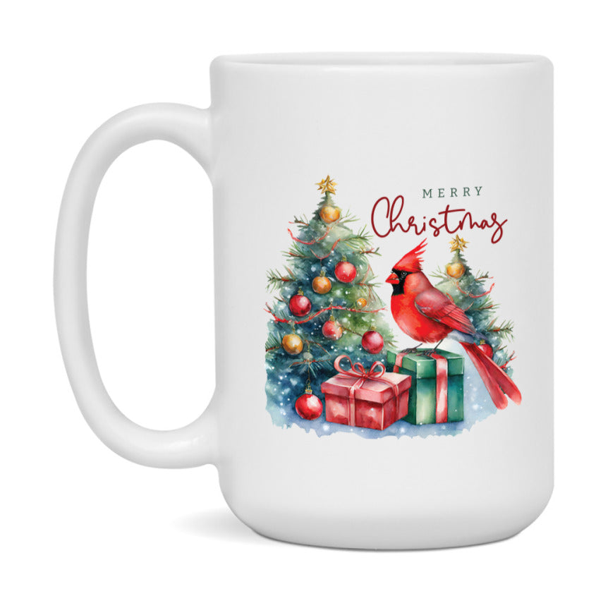 Red Cardinal Mug – Northern Red Cardinal Christmas Mug with Heartfelt Message, 11oz or 15oz White Ceramic Coffee Cup