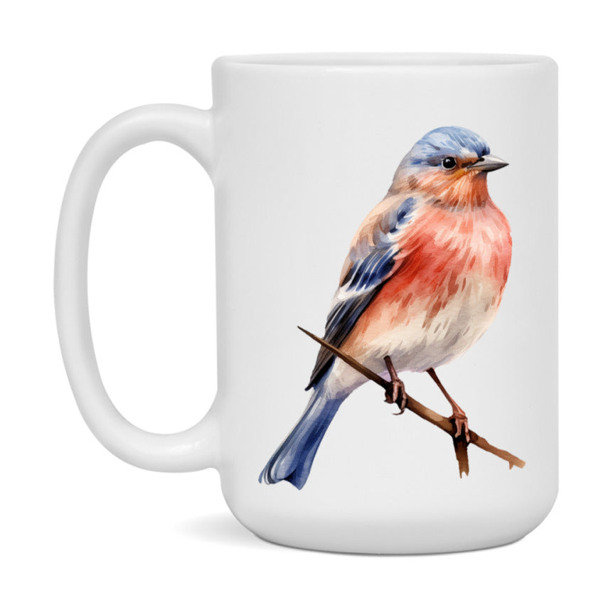 Bird Watching Mug, Linnet Song Bird Mug, 11oz or 15oz White Ceramic Coffee Mug Gift for Bird Watchers