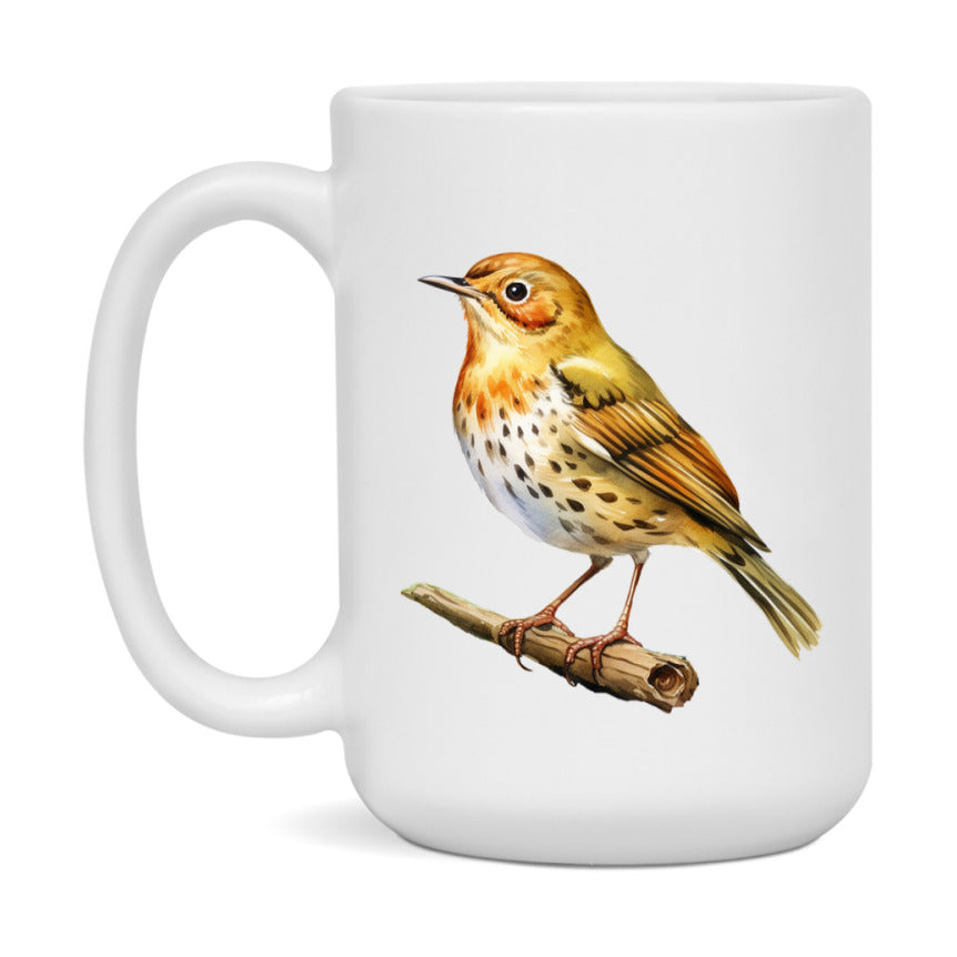 Bird Watching Mug, Ovenbird Song Bird Mug, 11oz or 15oz White Ceramic Coffee Mug Gift for Bird Watchers