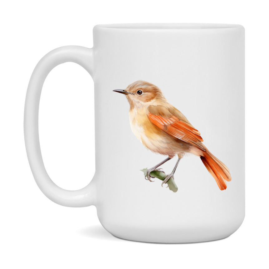 Bird Watching Mug, Rufous Hornero Song Bird Mug, 11oz or 15oz White Ceramic Coffee Mug Gift for Bird Watchers