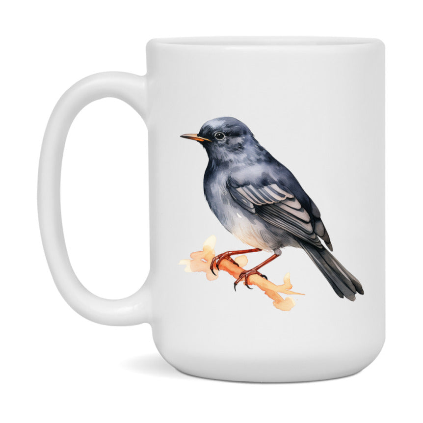 Bird Watching Mug, Slaty Backed Nightingale Thrush Song Bird Mug, 11oz or 15oz White Ceramic Coffee Mug Gift for Bird Watchers