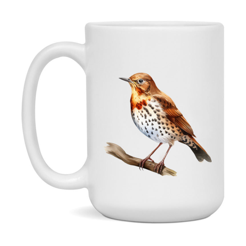 Bird Watching Mug, Song Thrush Song Bird Mug, 11oz or 15oz White Ceramic Coffee Mug Gift for Bird Watchers