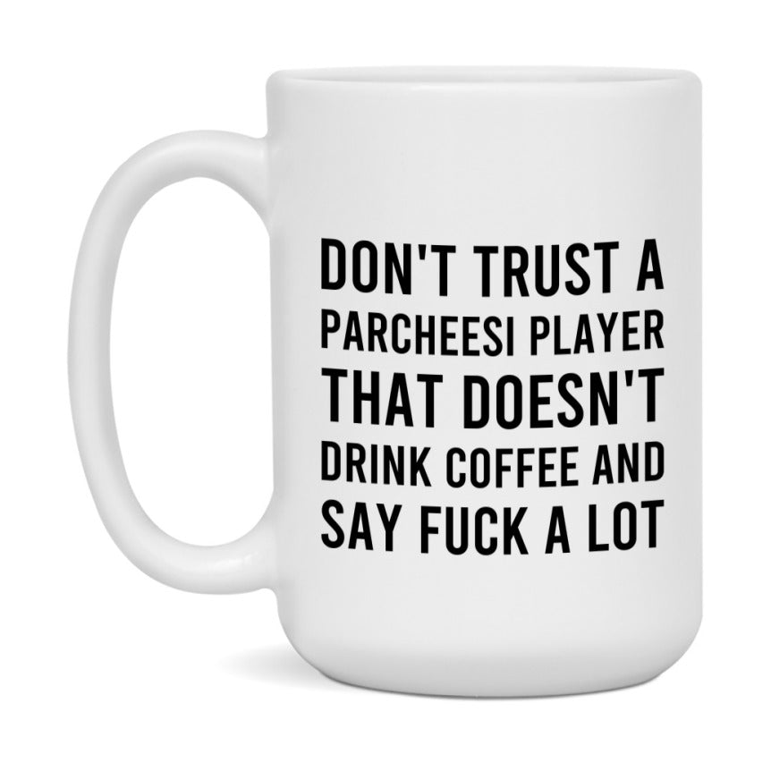 Board Game Gift, Funny Parcheesi Player Mug, 11oz or 15oz White Ceramic Coffee Cup Novelty Gift