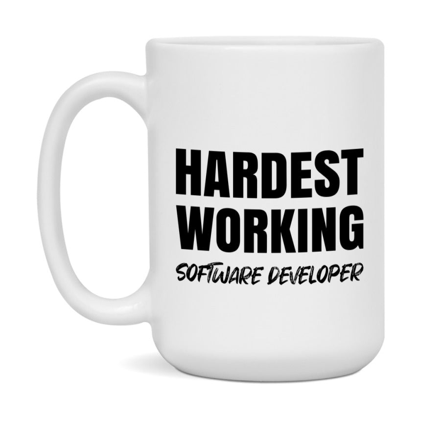 Software Developer Superlative Mug, Hardest Working Software Developer, 11oz or 15oz Ceramic Coffee Mug, Double-Sided Cup, Gift for Software Developer, Coworker Gift, Boss Gift