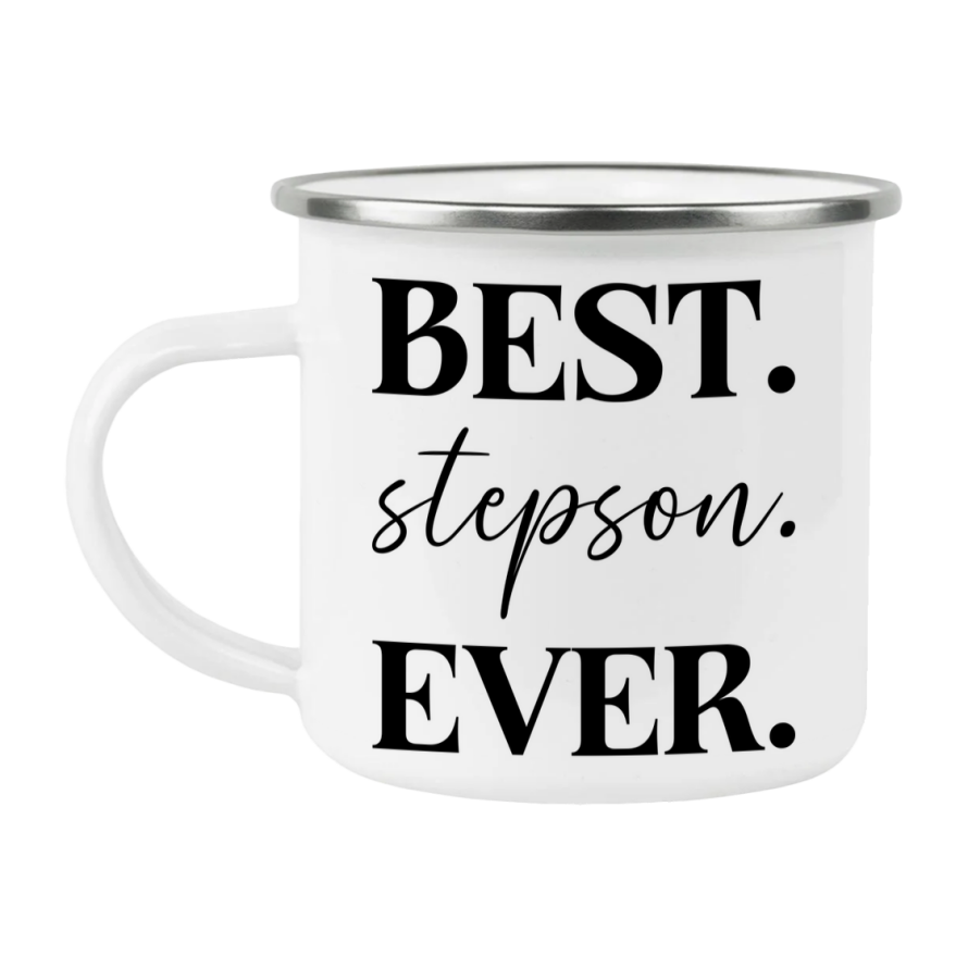 Best stepson Ever Coffee Mug, stepson Superlative 12oz White Enamel Camping Mug, Stainless Steel Mug Gift for stepson