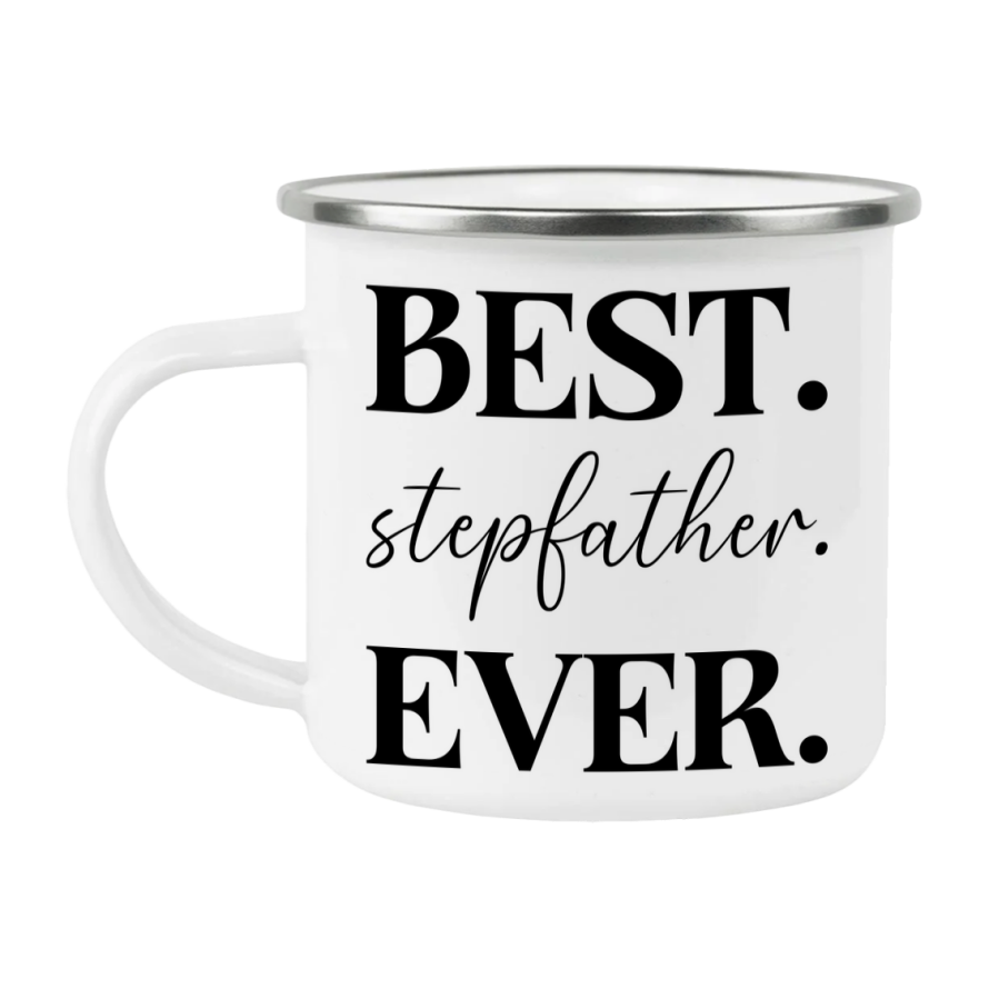 Best stepfather Ever Coffee Mug, stepfather Superlative 12oz White Enamel Camping Mug, Stainless Steel Mug Gift for stepfather