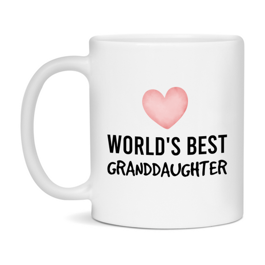 World's Best Granddaughter Mug, Granddaughter Superlative Coffee Mug, 11oz or 15oz Ceramic Cup, Gift for Granddaughter