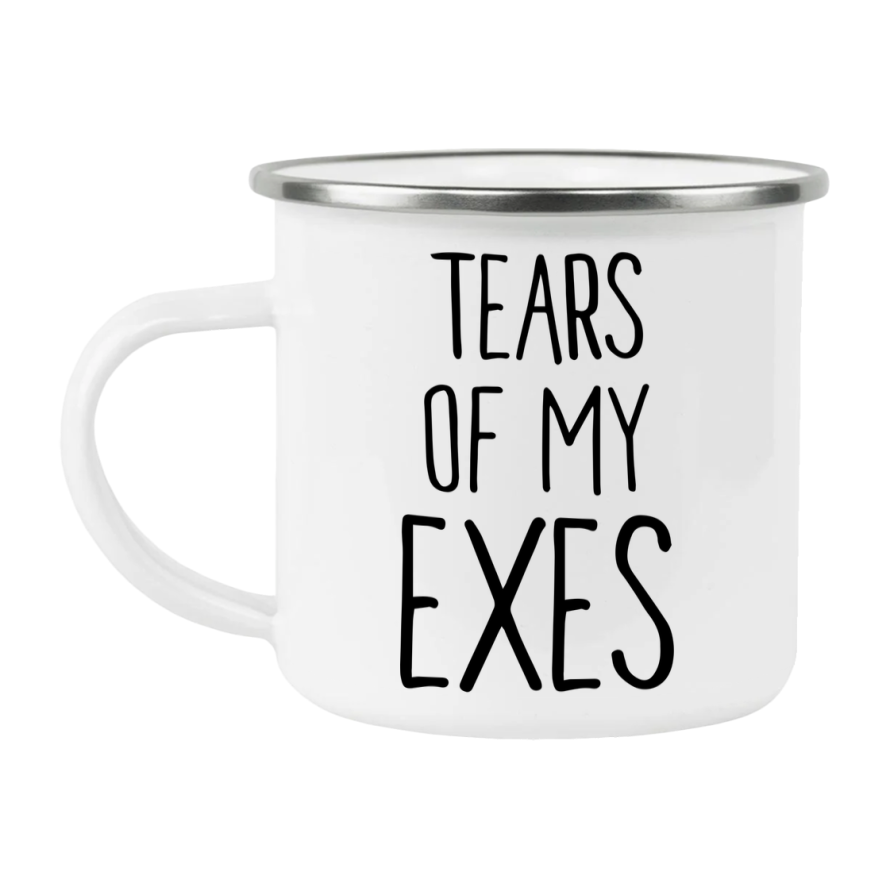 Funny Enamel Camping Mug - “Tears Of My Exes” - 12Oz Stainless Steel