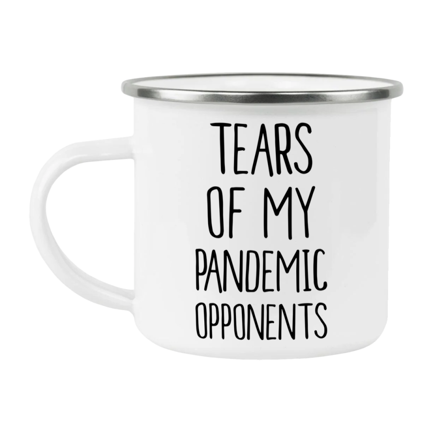 Funny Board Game Mug, Tears Of My Pandemic Opponents, 12Oz White Enamel Camping Mug, Novelty Gift For Pandemic Players