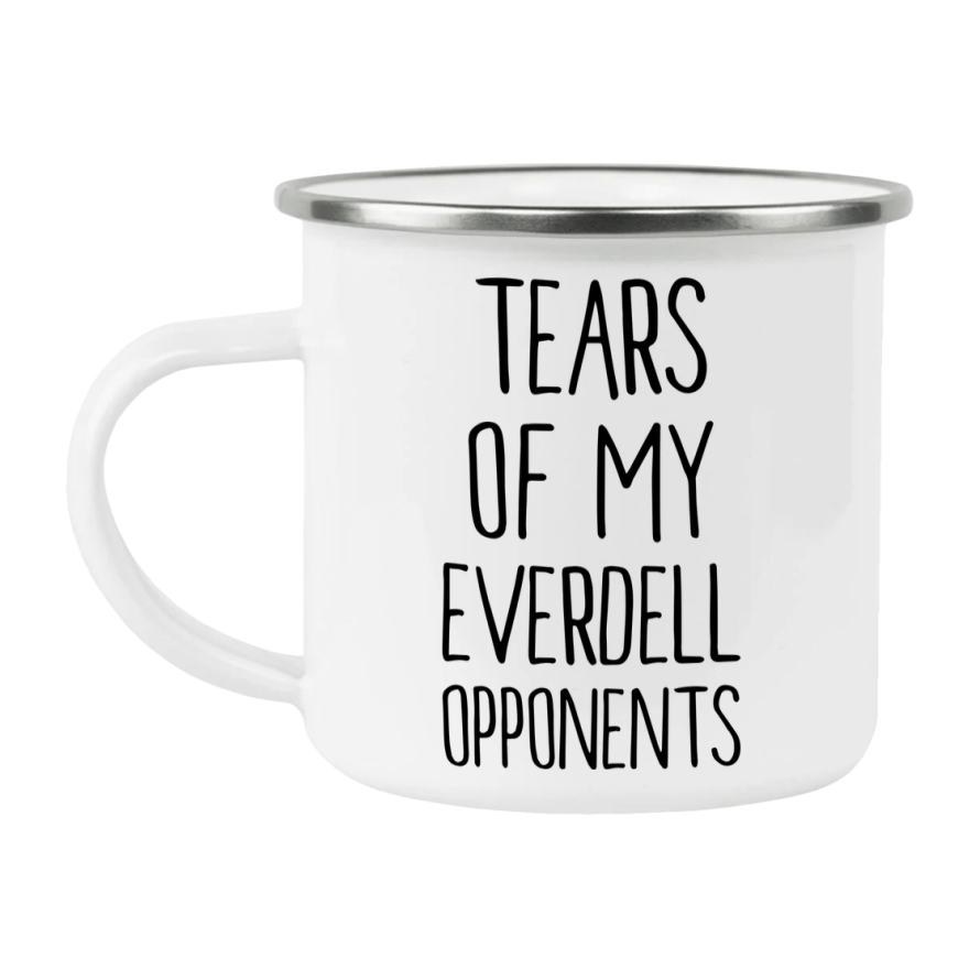 Funny Board Game Mug, Tears Of My Everdell Opponents, 12Oz White Enamel Camping Mug, Novelty Gift For Everdell Players