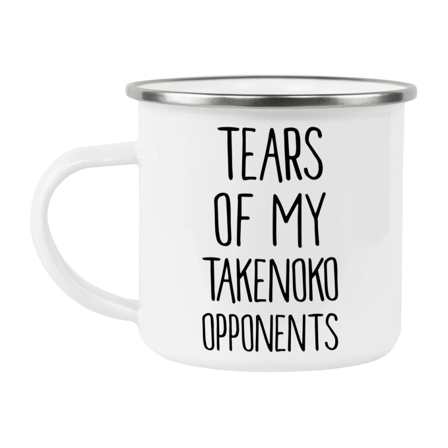 Funny Board Game Mug, Tears Of My Takenoko Opponents, 12Oz White Enamel Camping Mug, Novelty Gift For Takenoko Players