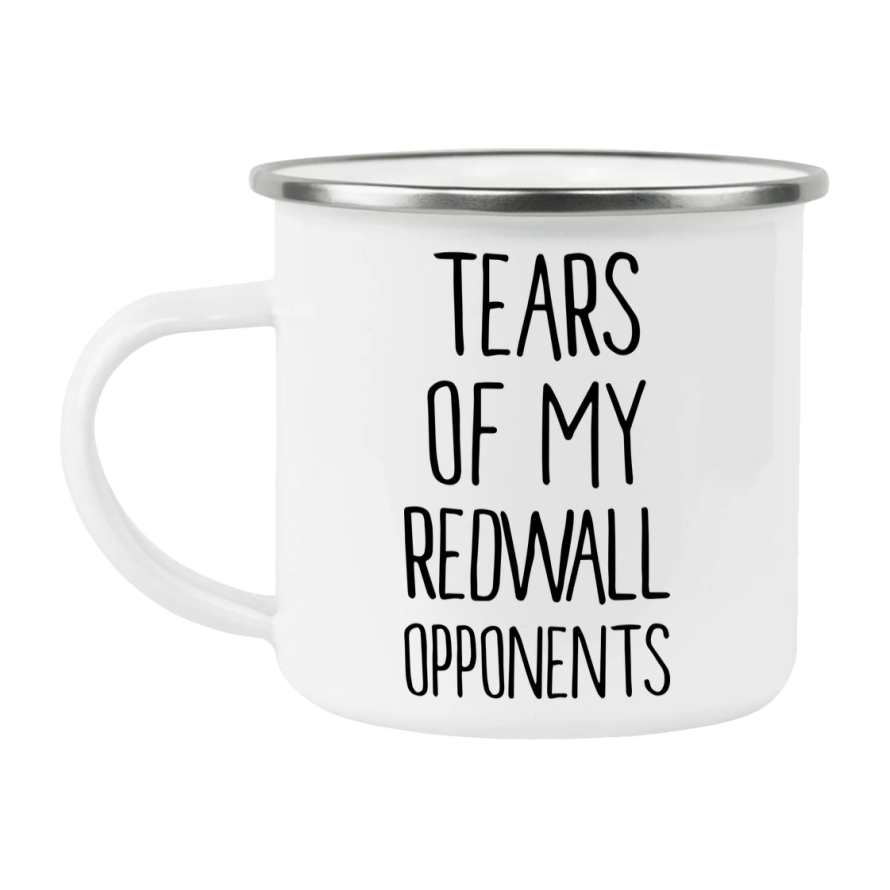 Funny Board Game Mug, Tears Of My Redwall Opponents, 12Oz White Enamel Camping Mug, Novelty Gift For Redwall Players
