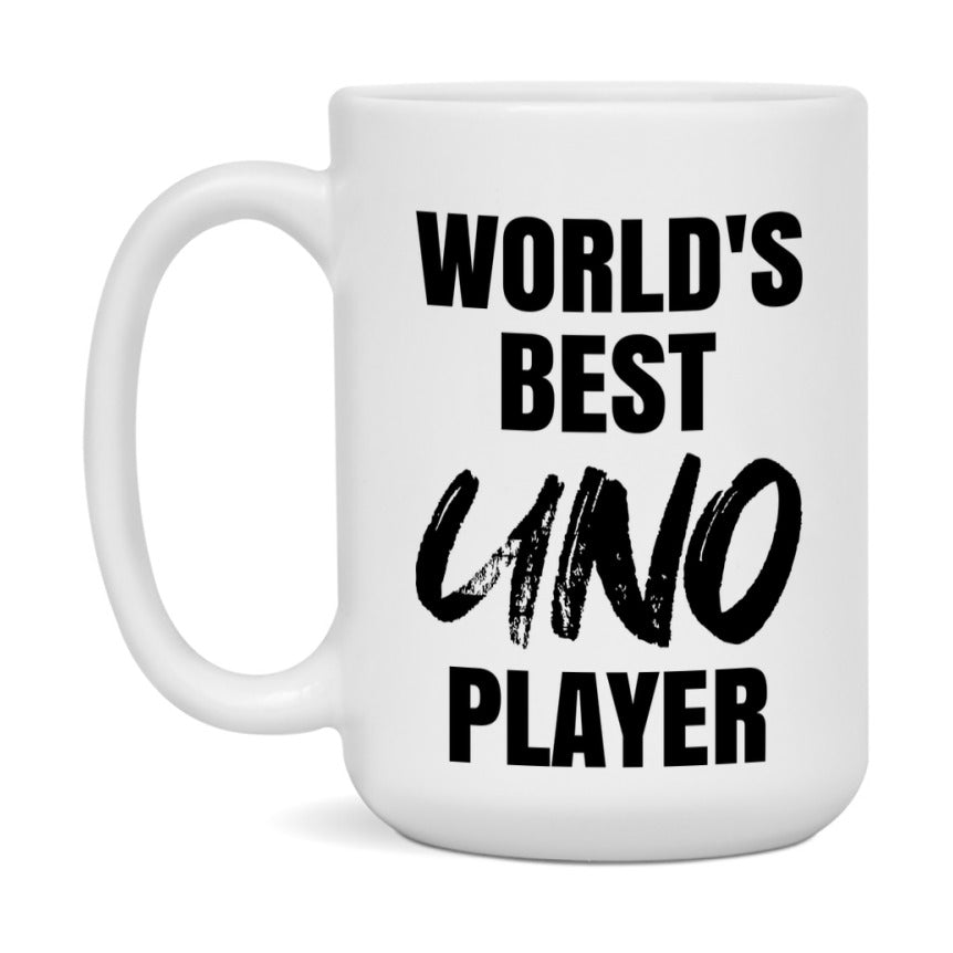 World's Best Uno Player Mug, Funny Card Game Player Gift, 11Oz Or 15Oz White Ceramic Mug
