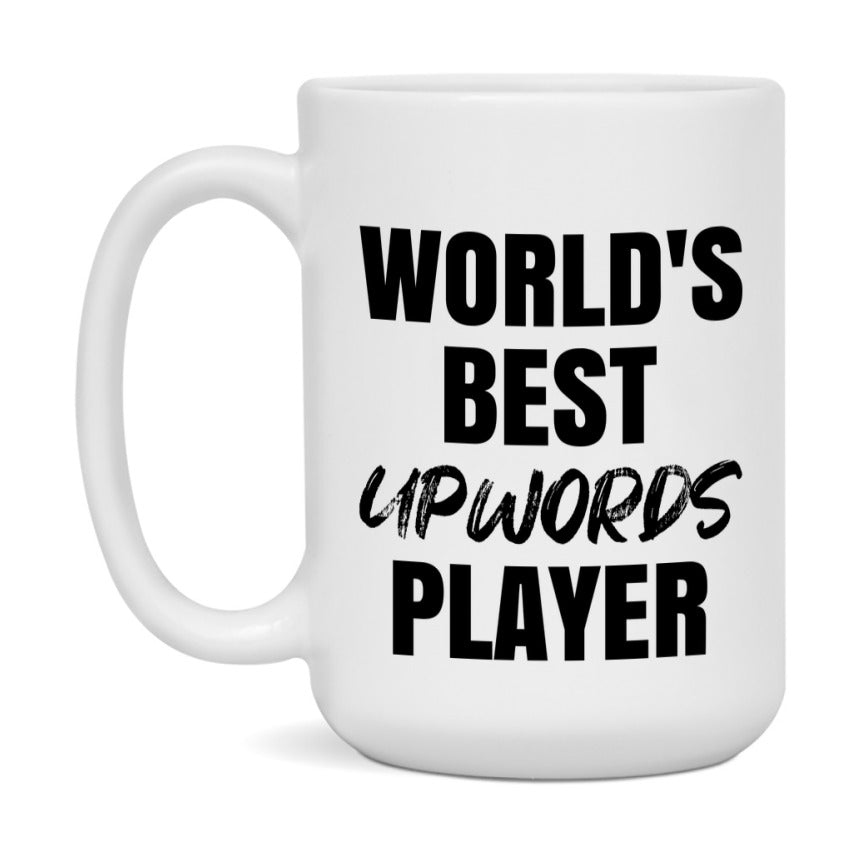 World's Best Upwords Player Mug, Funny Card Game Player Gift, 11Oz Or 15Oz White Ceramic Mug